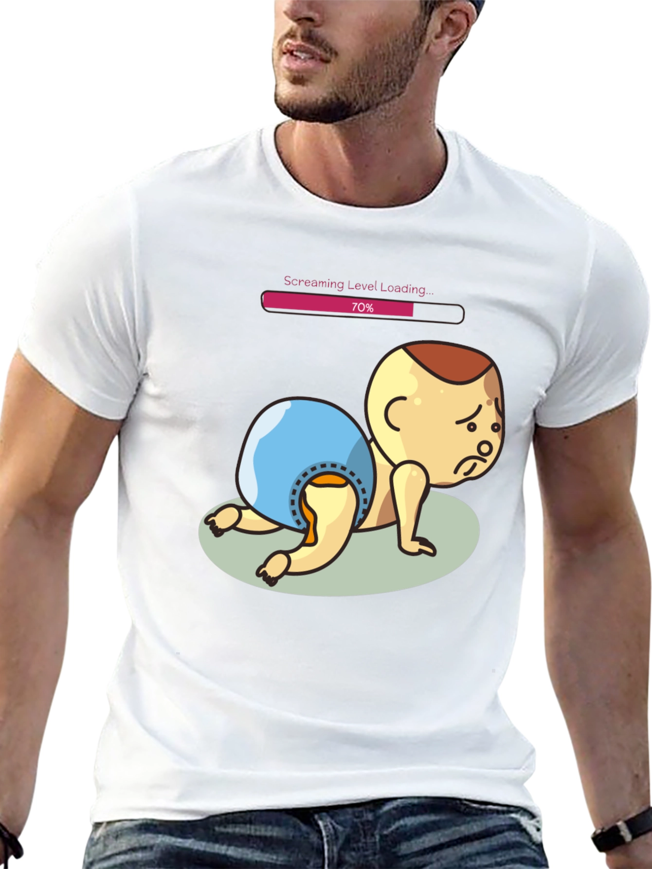 Screaming Level Loading Baby Graphic T-Shirt