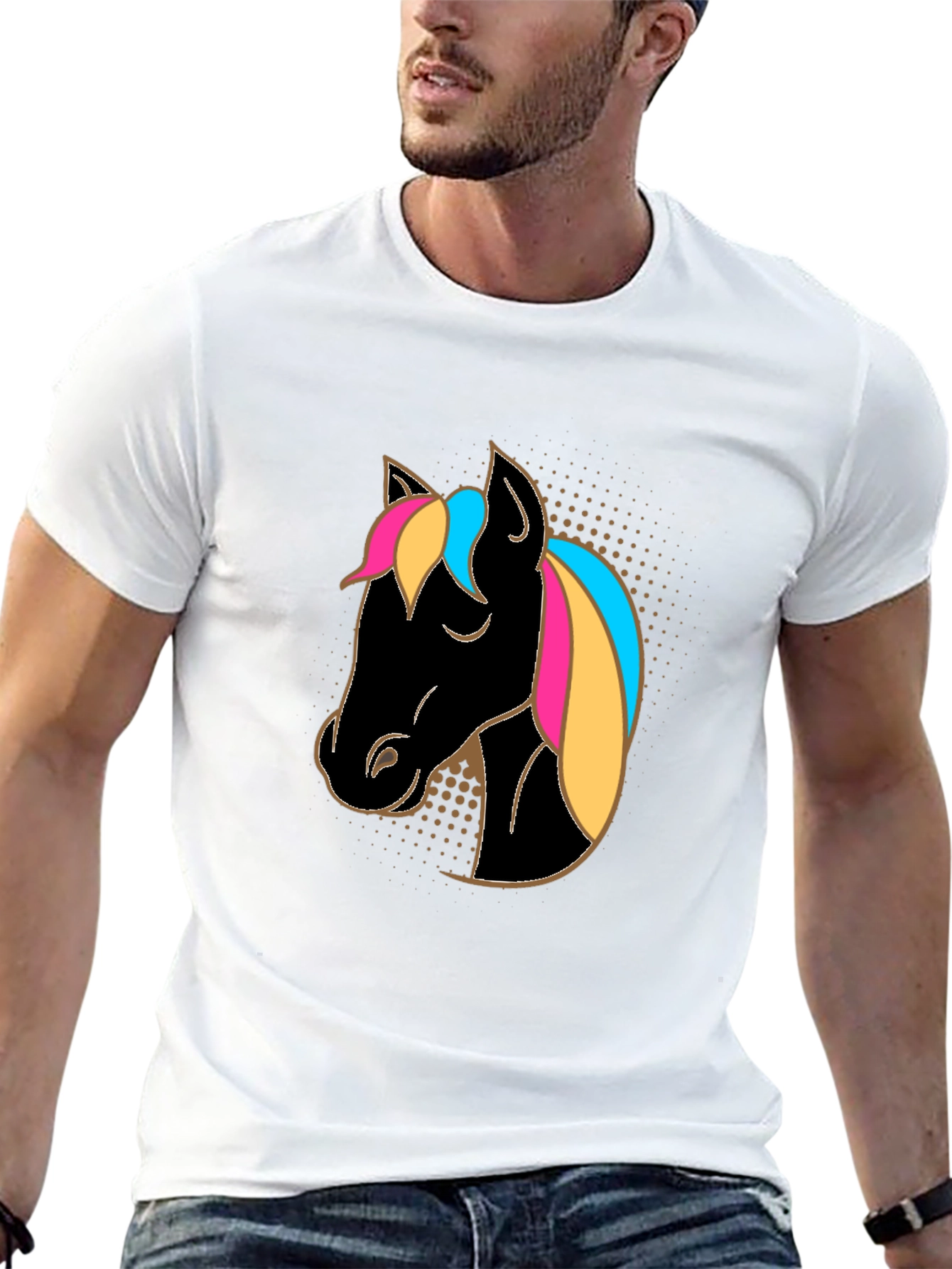 Horse Head Graphic Tee - Stylish Black Shirt