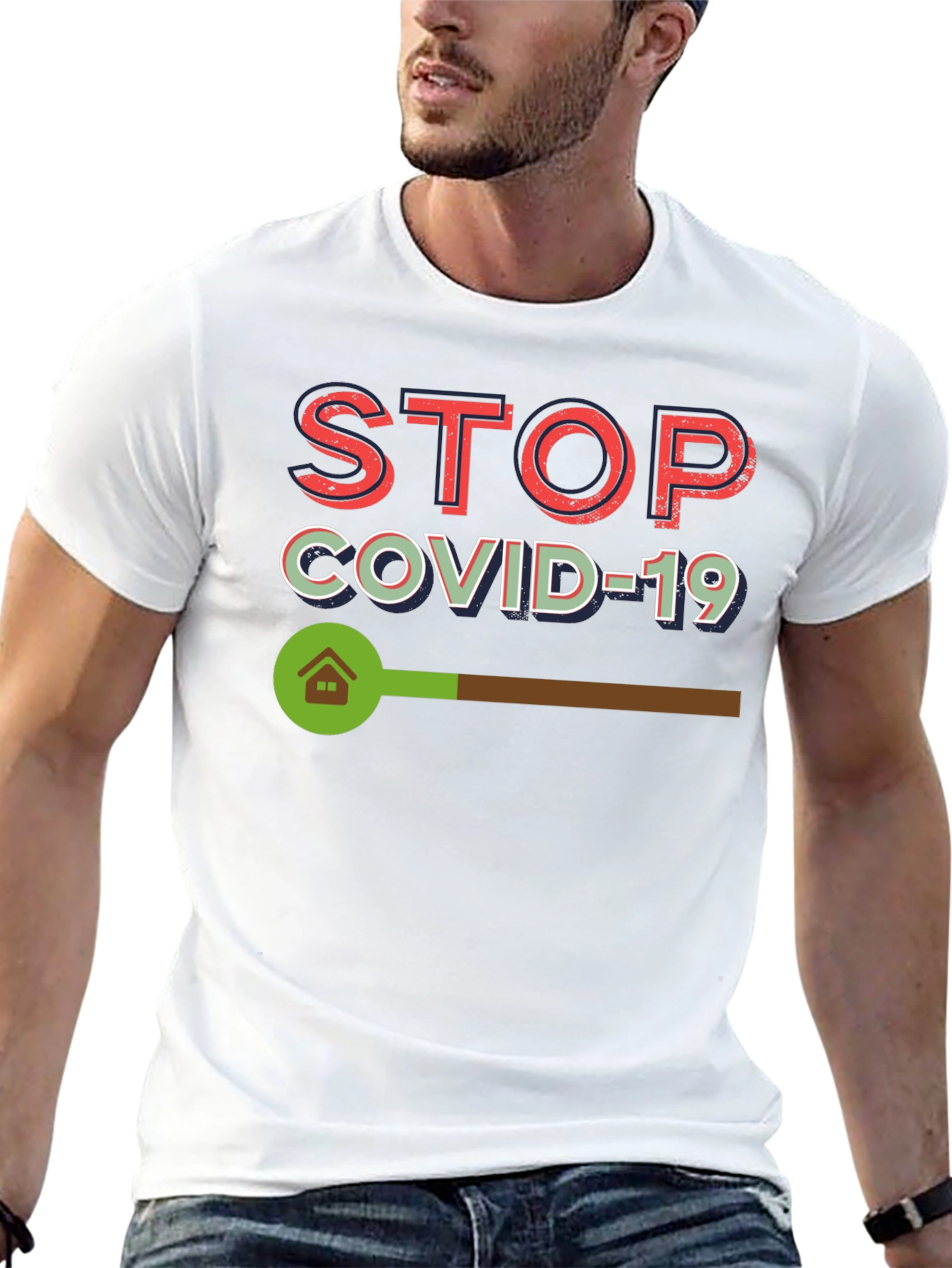 Stop Covid-19 Black Graphic Tee