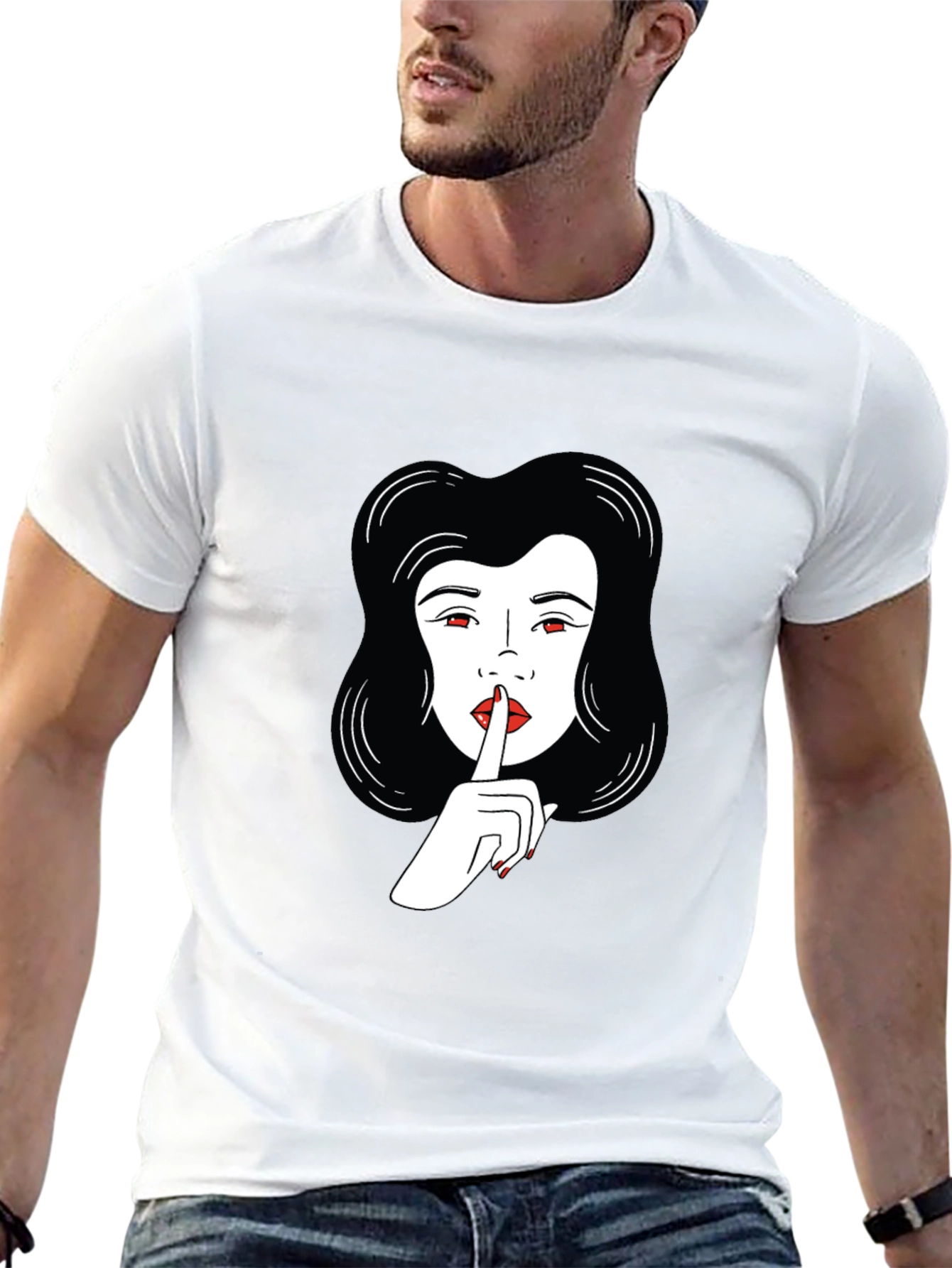 Shhh! Graphic Print Crewneck Tee