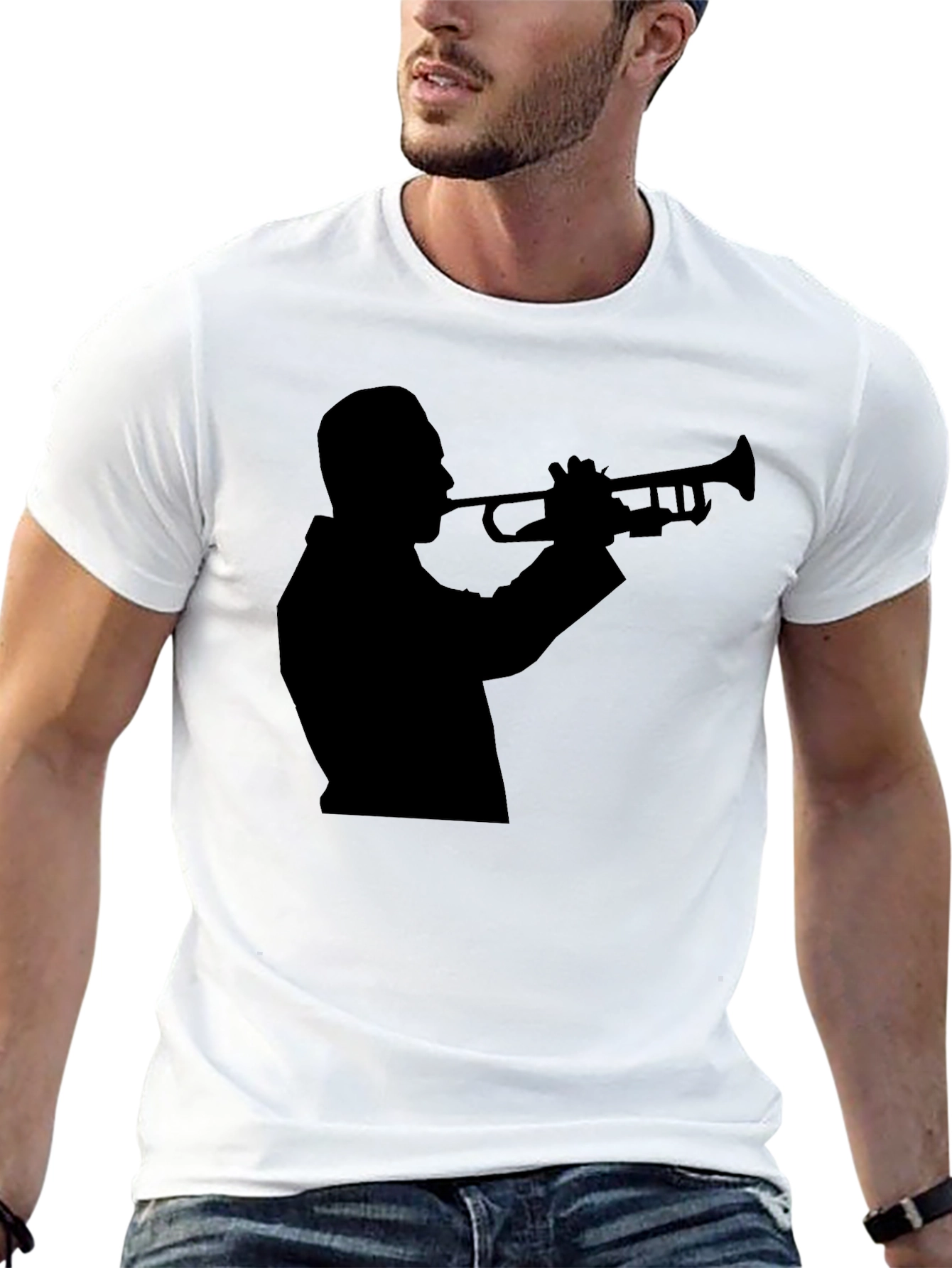 Jazz Trumpet Player Silhouette Graphic T-Shirt