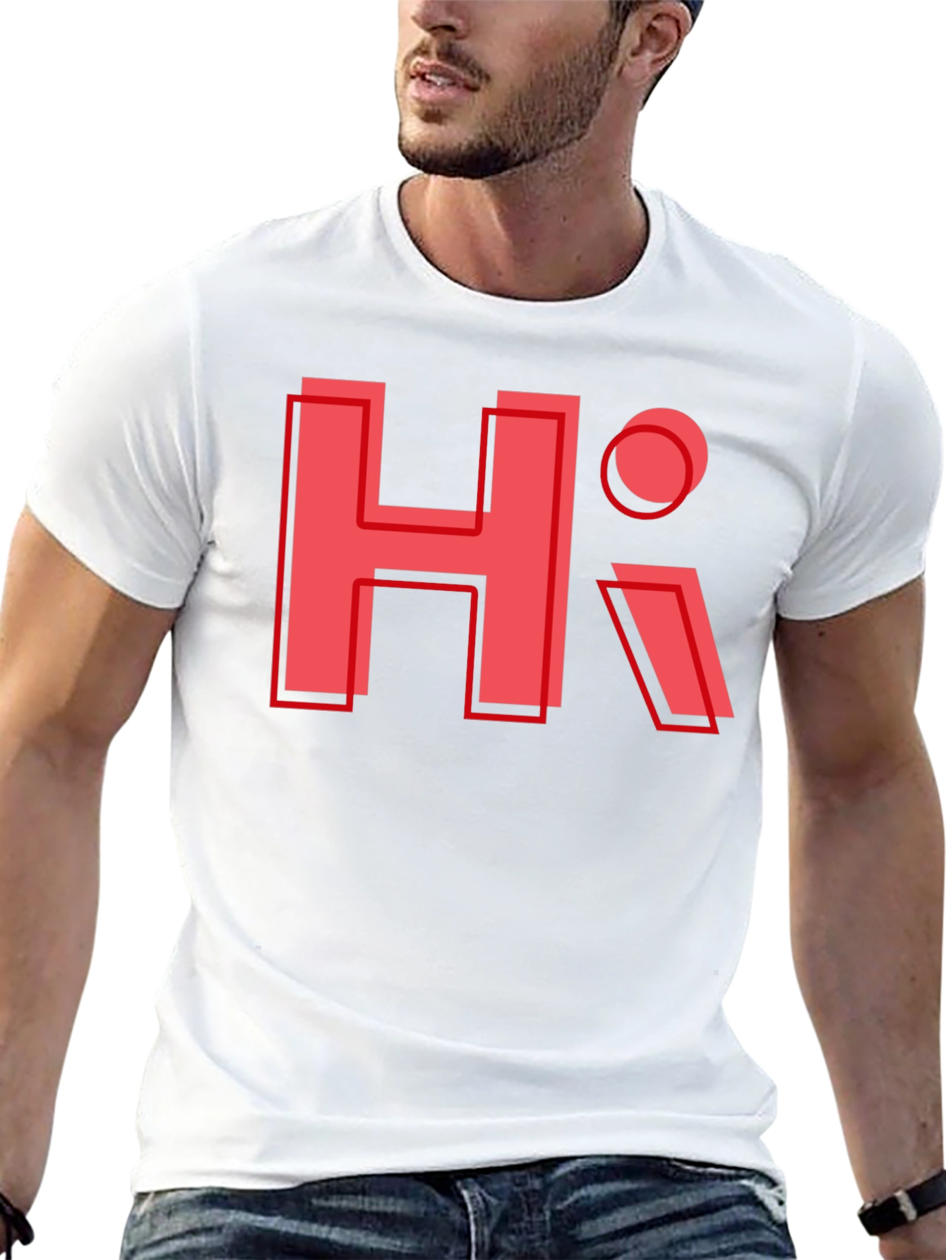 Trendy HI Graphic Tee - Black Casual T-Shirt