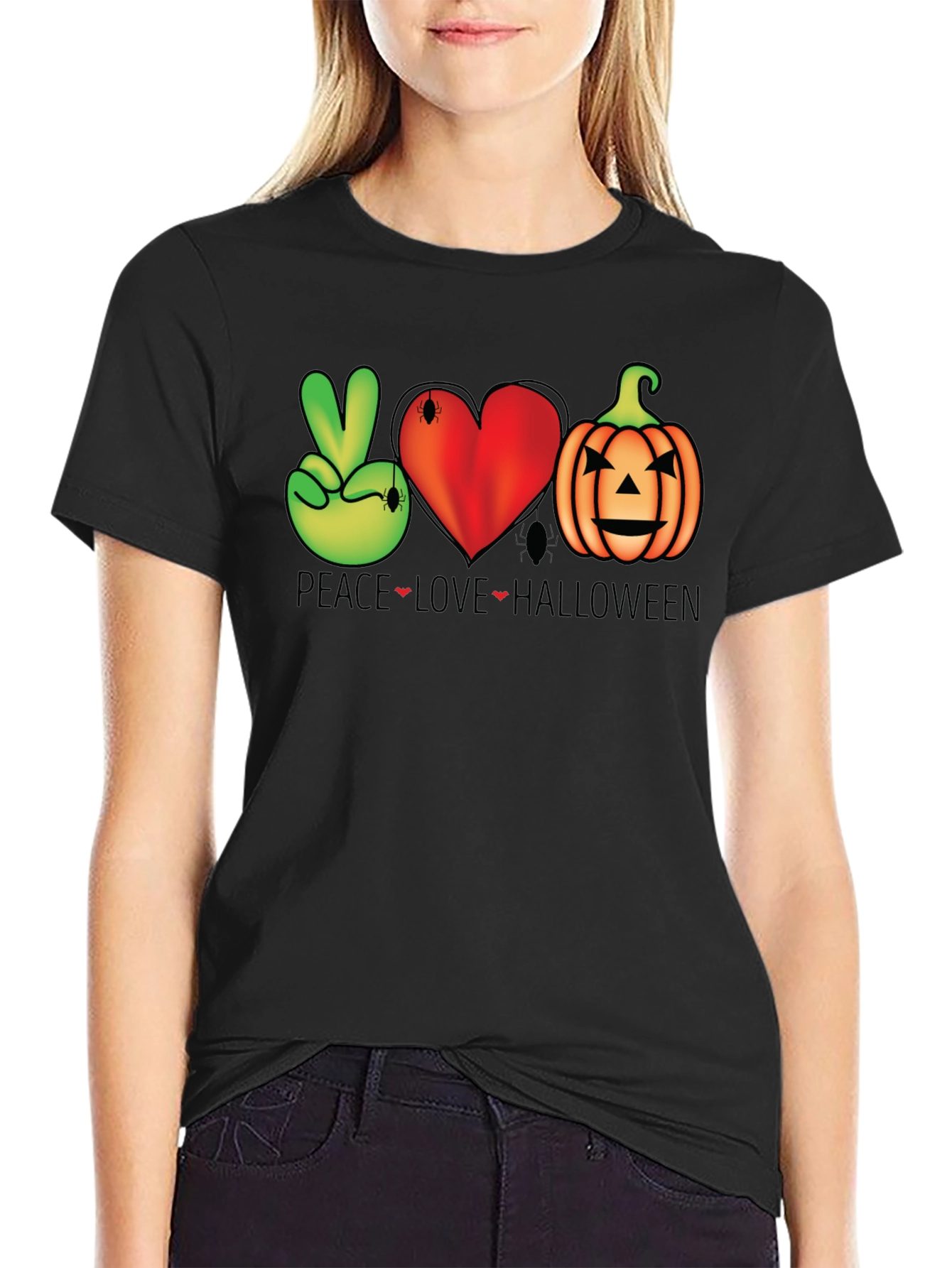 Peace Love Halloween Graphic T-Shirt