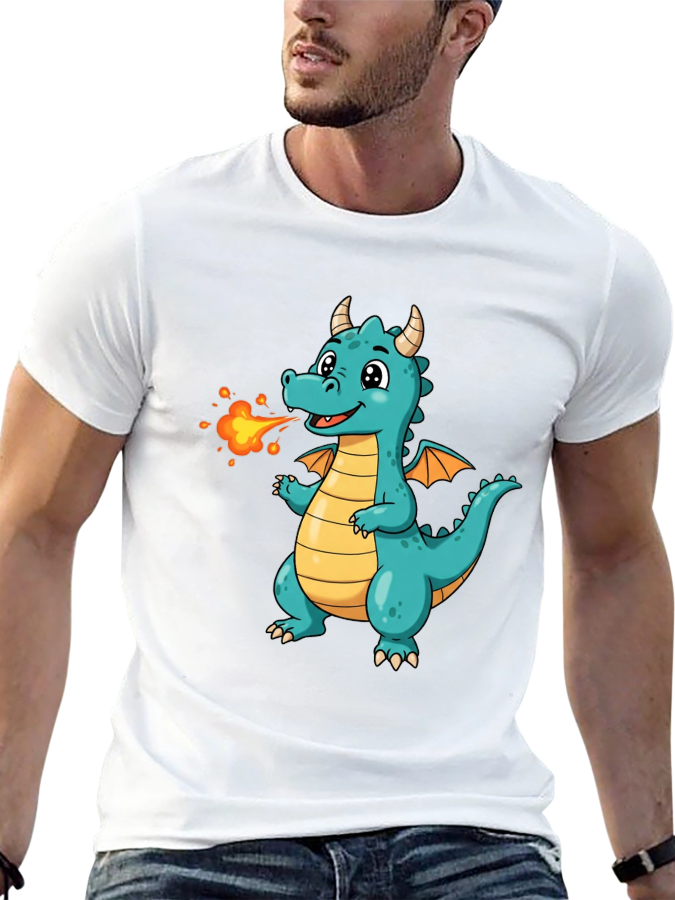 Cute Fire Dragon Graphic Tee - Kids Fun Shirt