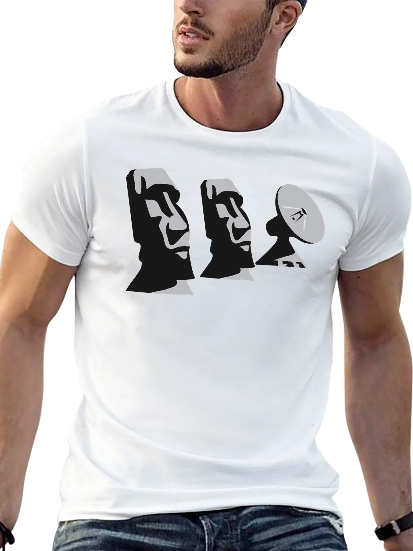 Moai Satellite T-Shirt - Black Graphic Tee