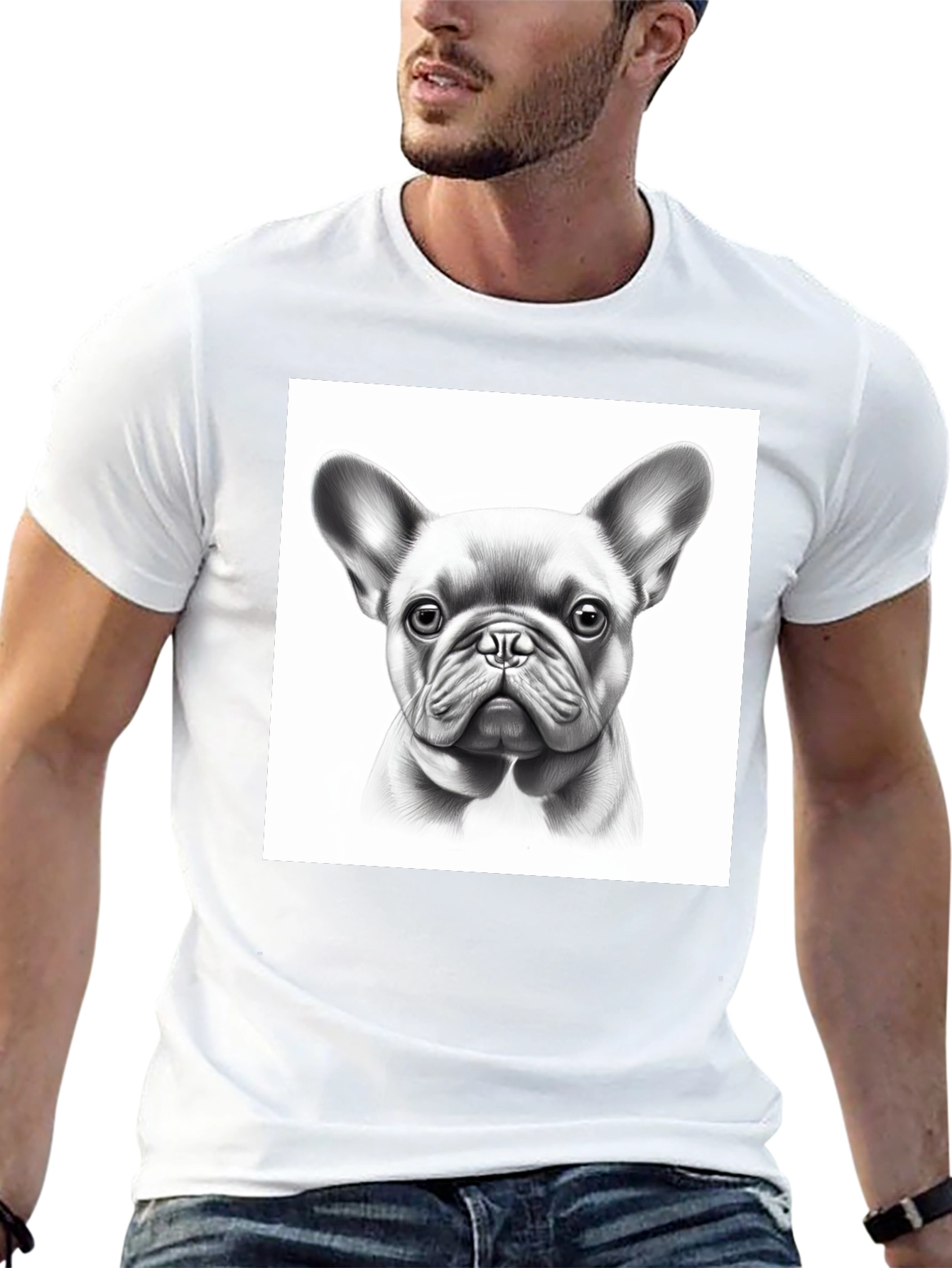 French Bulldog Portrait Black T-Shirt
