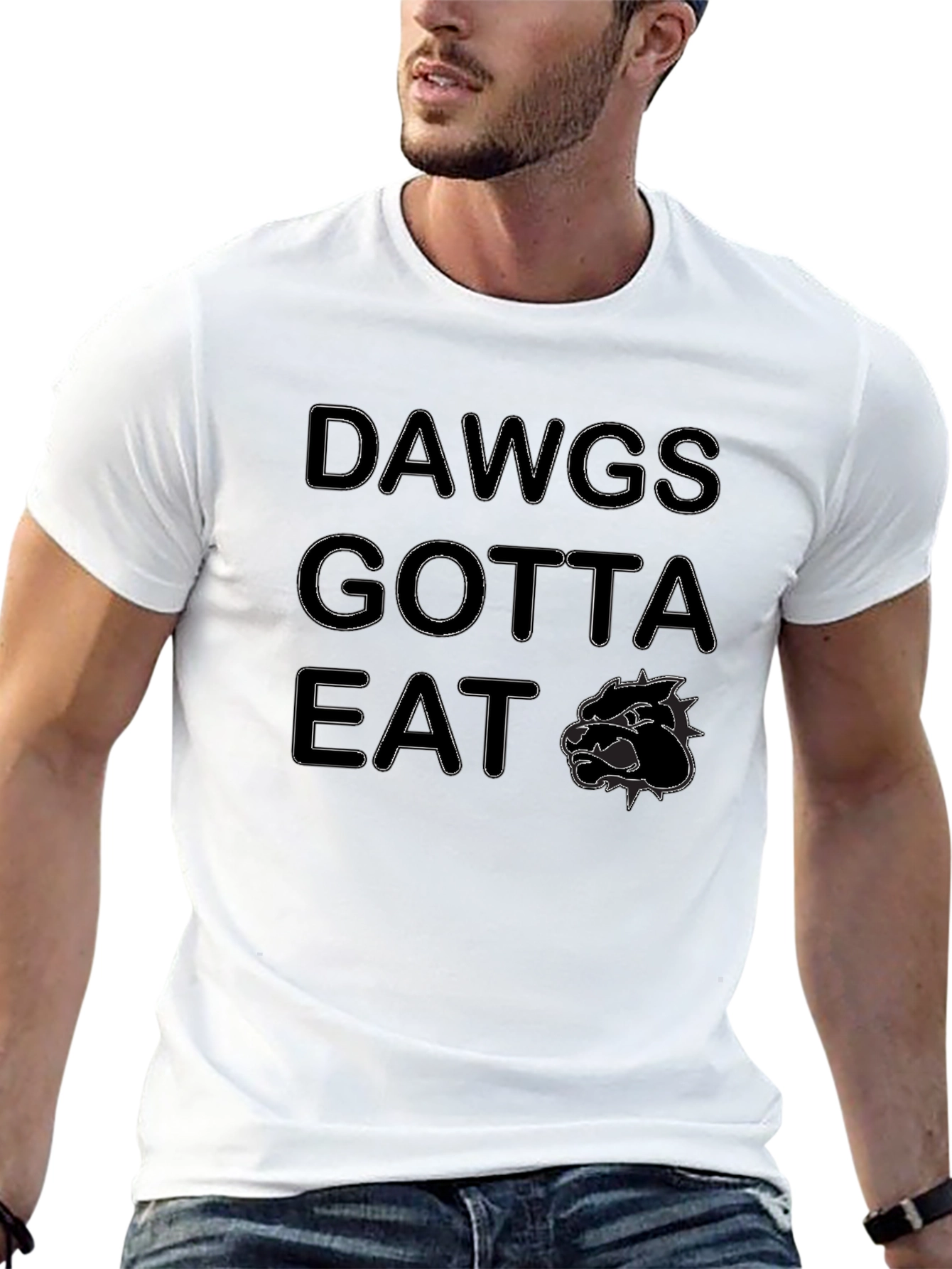 Dawgs Gotta Eat Graphic Tee - Black Cotton T-Shirt