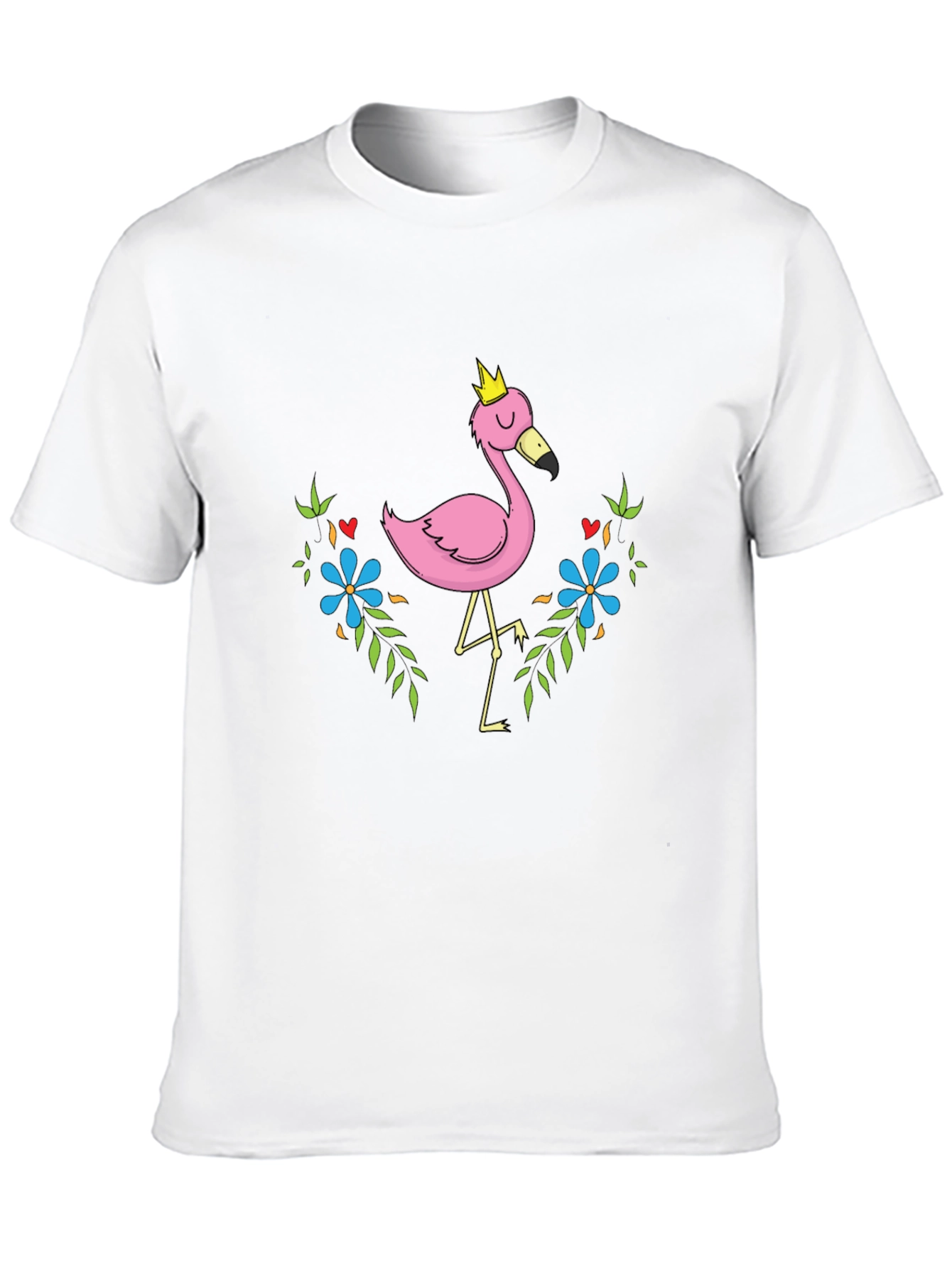 Whimsical Flamingo Graphic Tee - Black