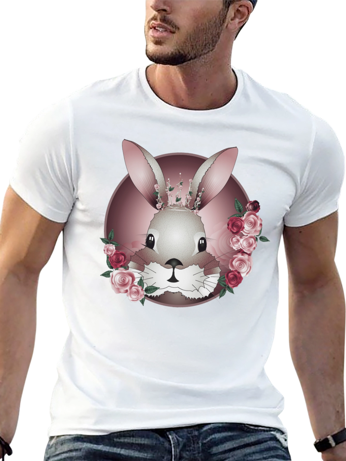Floral Bunny Graphic Tee - Stylish & Unique