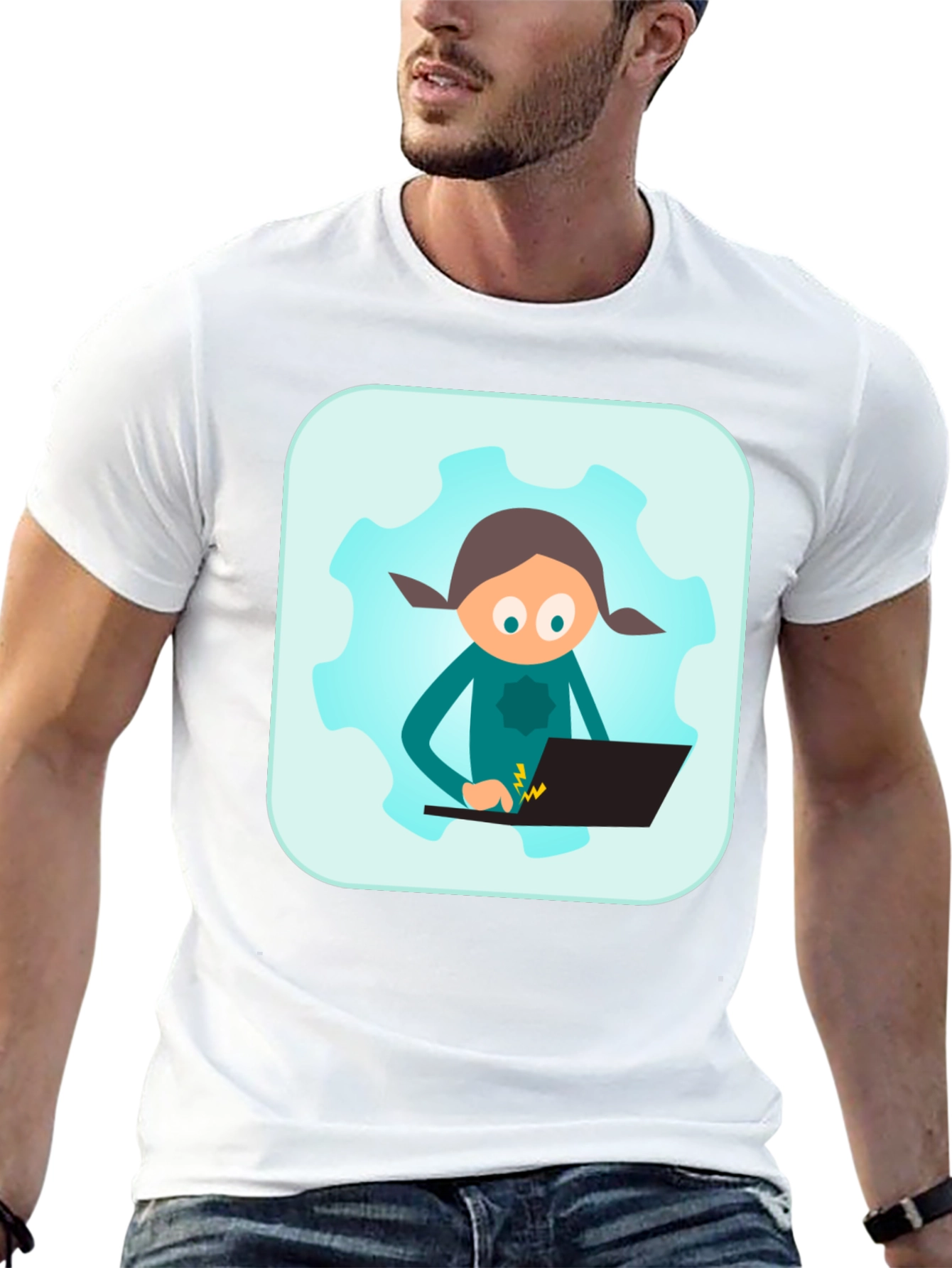 Coder Girl on Gear Black T-Shirt