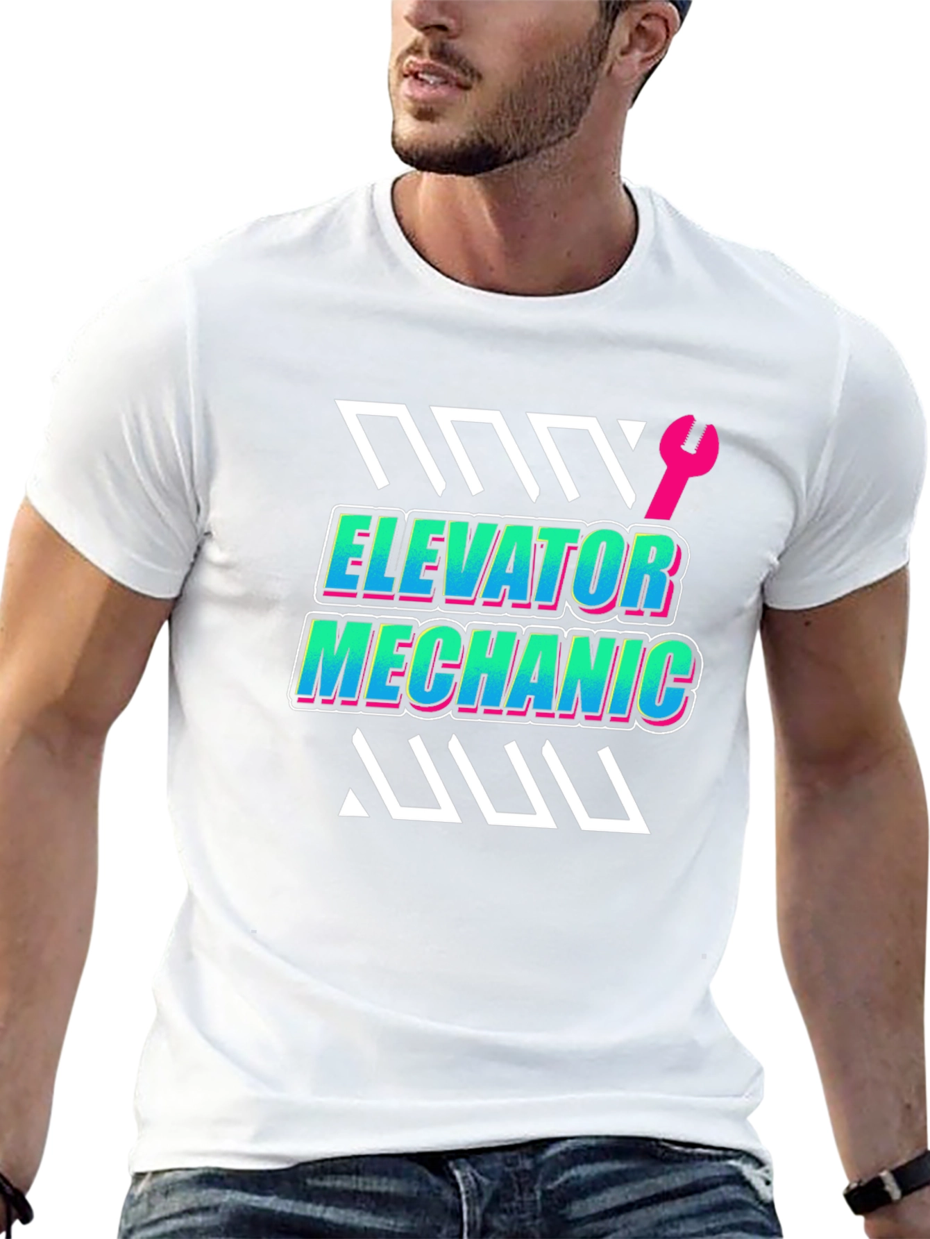 Elevator Mechanic Graphic Tee - Black