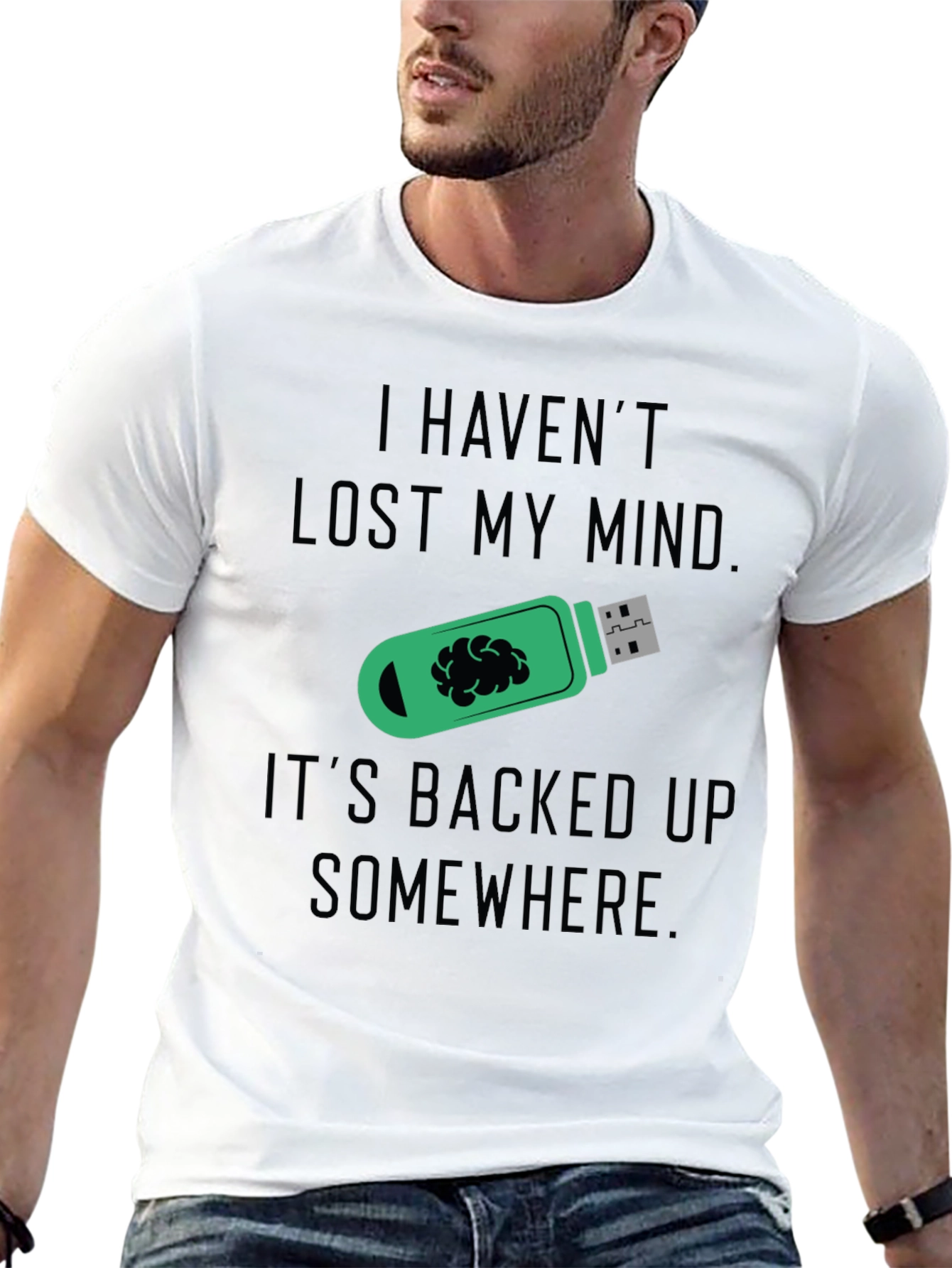 Funny Mind Backed Up USB Drive Graphic Tee