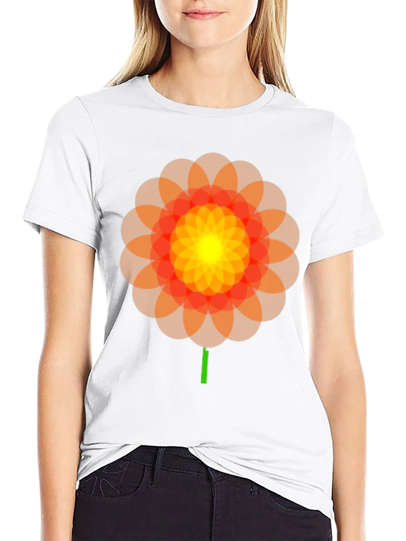 Geometric Floral Graphic Black T-Shirt