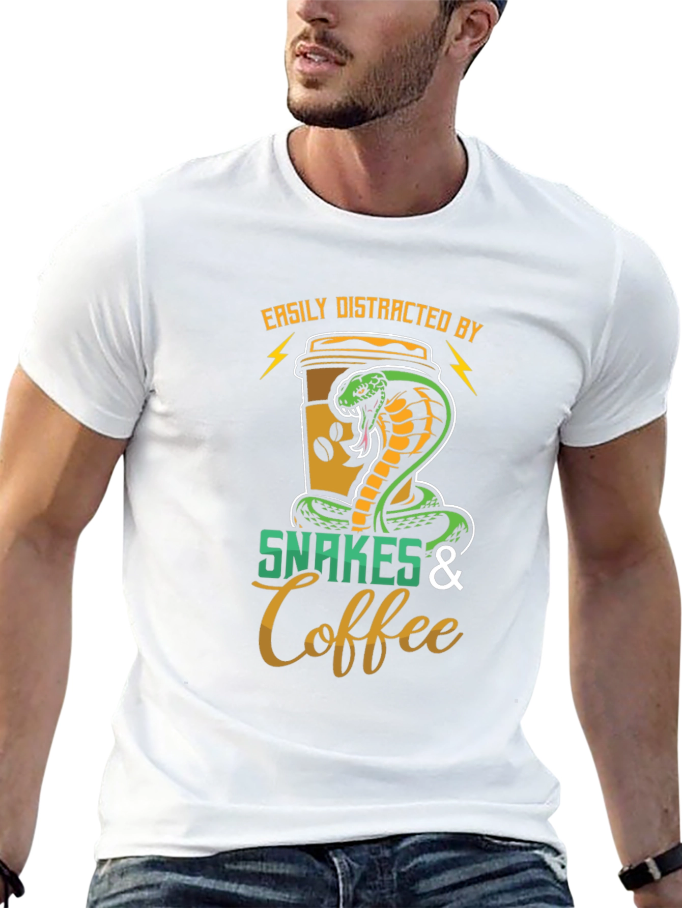 Easily Distracted by Snakes & Coffee Graphic T-Shirt