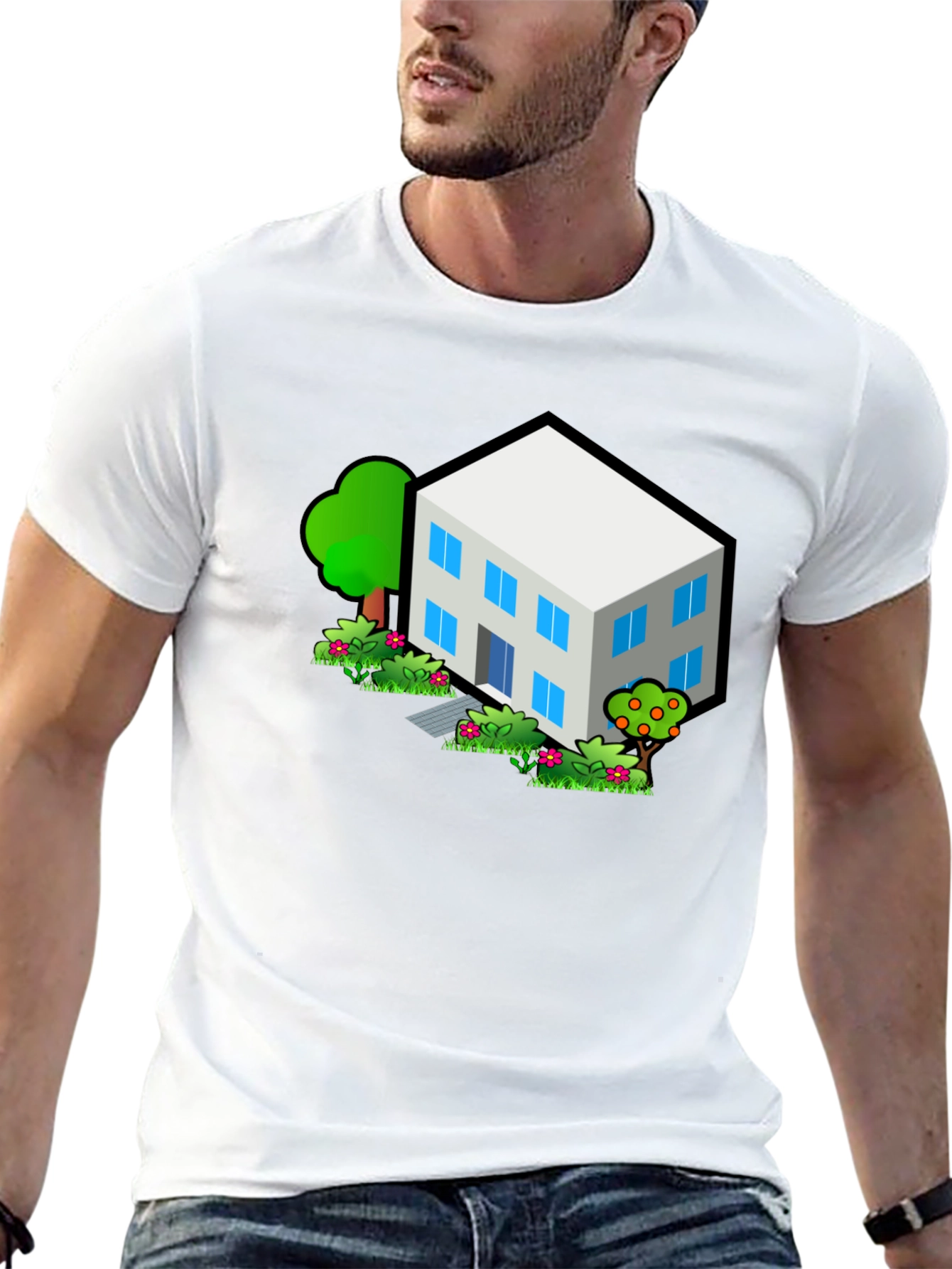 Isometric House T-Shirt - Black Cotton Tee
