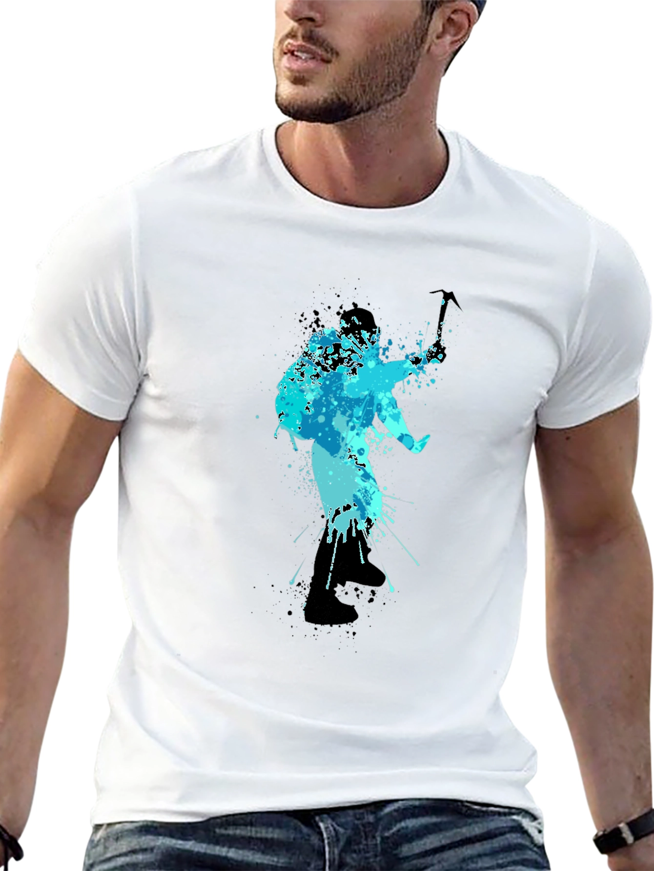 Cool Blue Climbing T-Shirt - Mountain Adventure Design