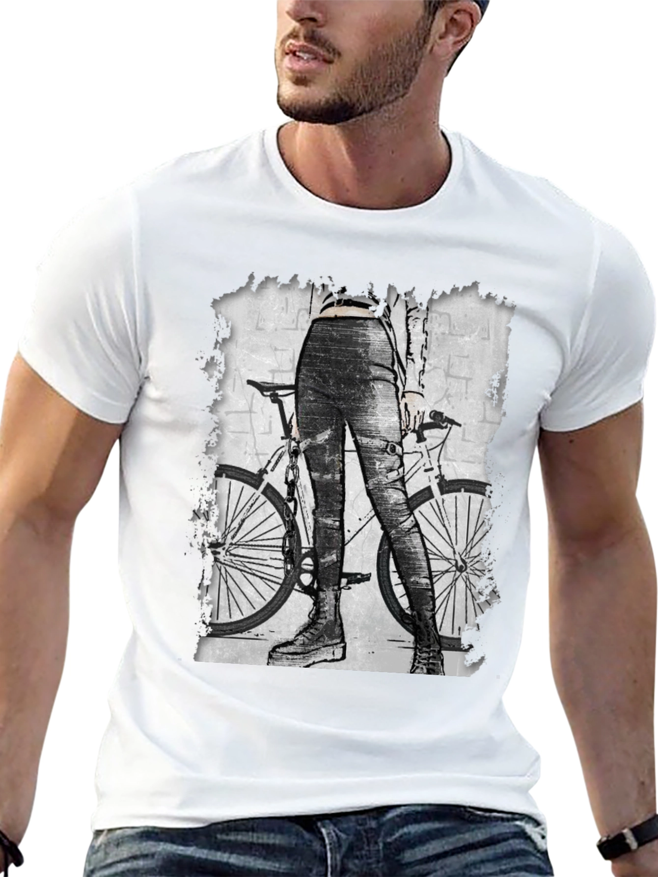 Black T-Shirt with Bike Graphic