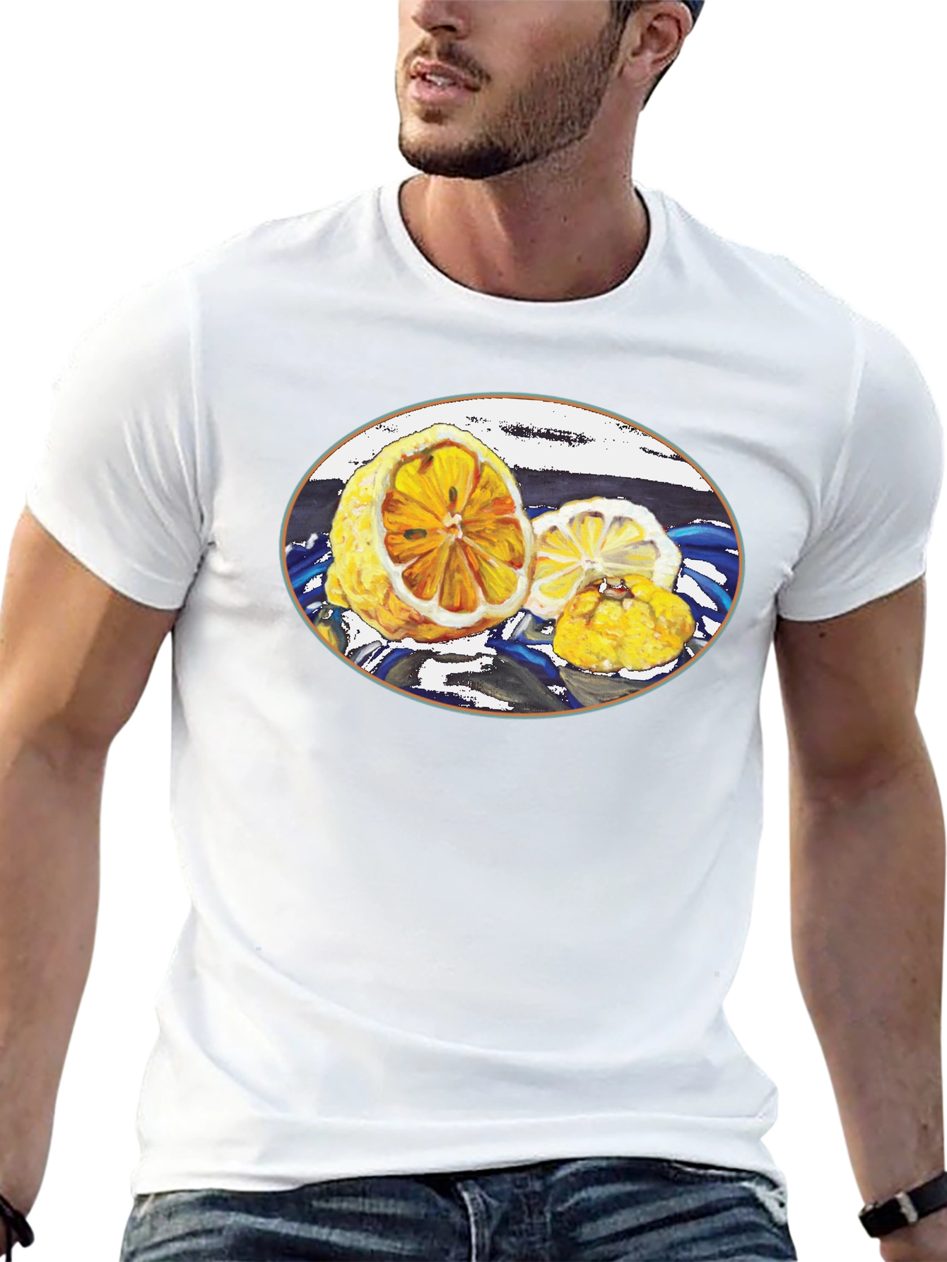 Lemon Print Black Tee