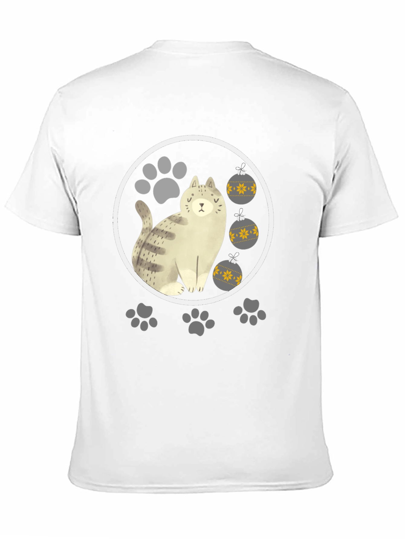 Cat & Paw Print Christmas Ornament T-Shirt