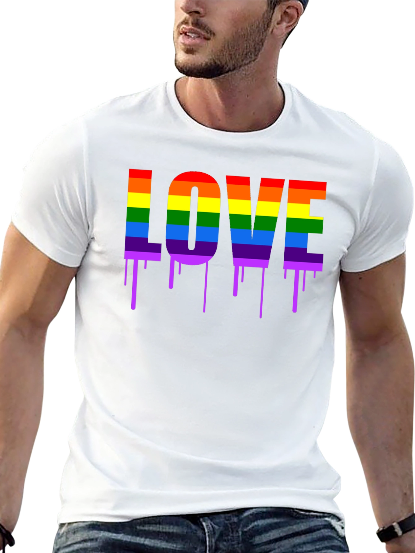 LGBTQ+ Pride LOVE Dripping Rainbow Graphic T-Shirt