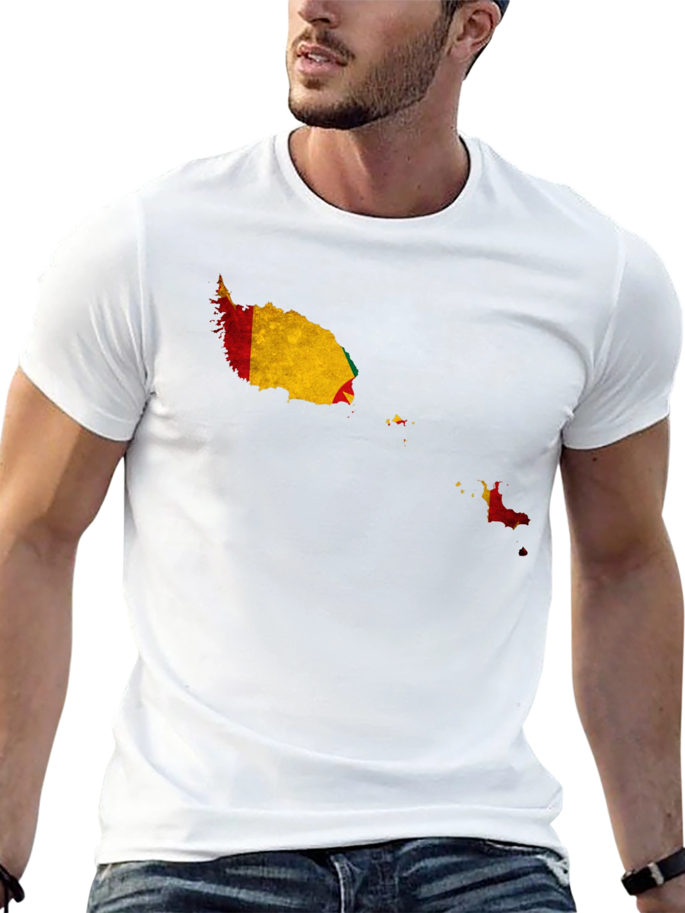 Grenada Flag Map Black T-Shirt