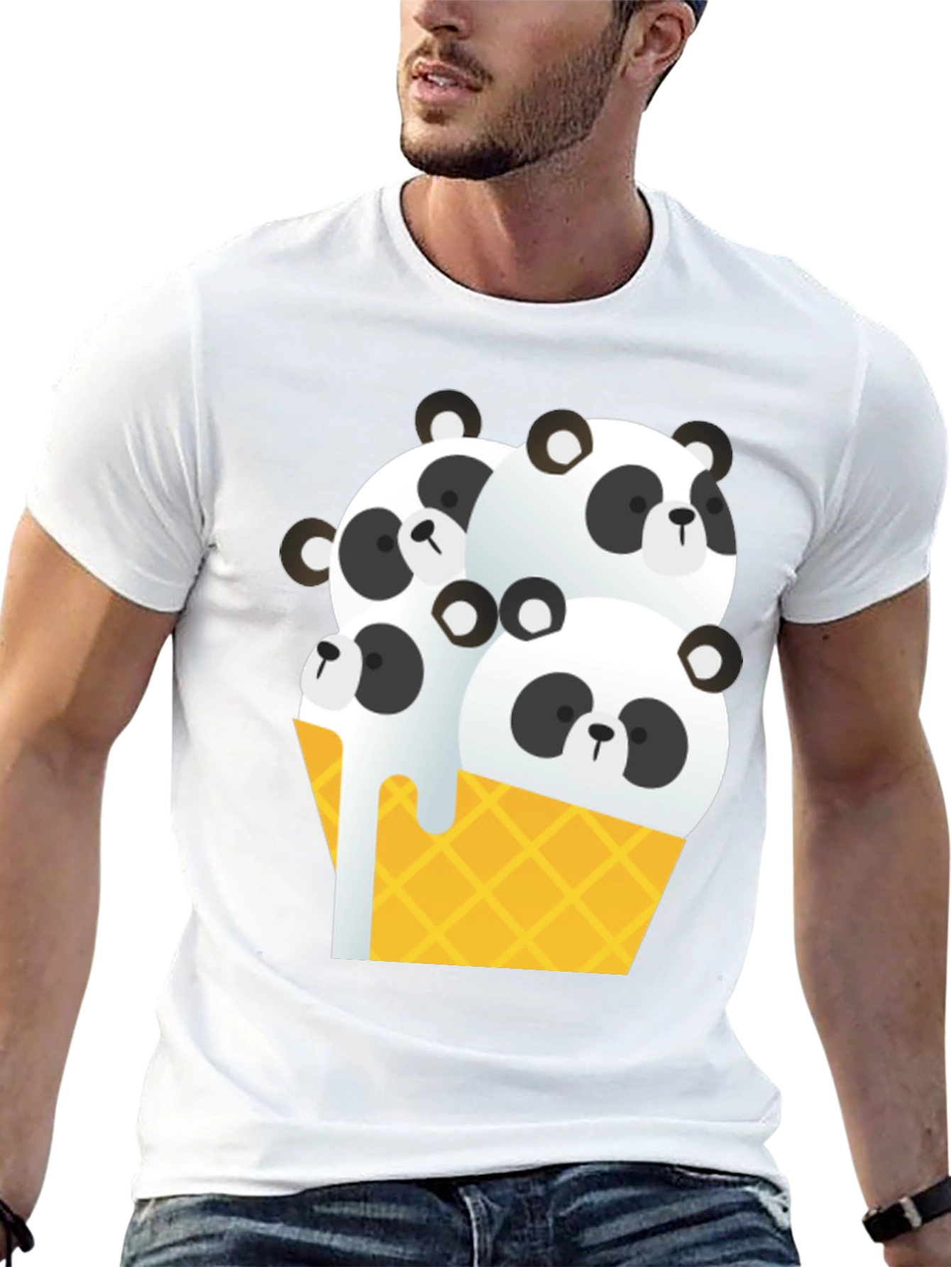 Panda Ice Cream Graphic Tee - Black T-Shirt
