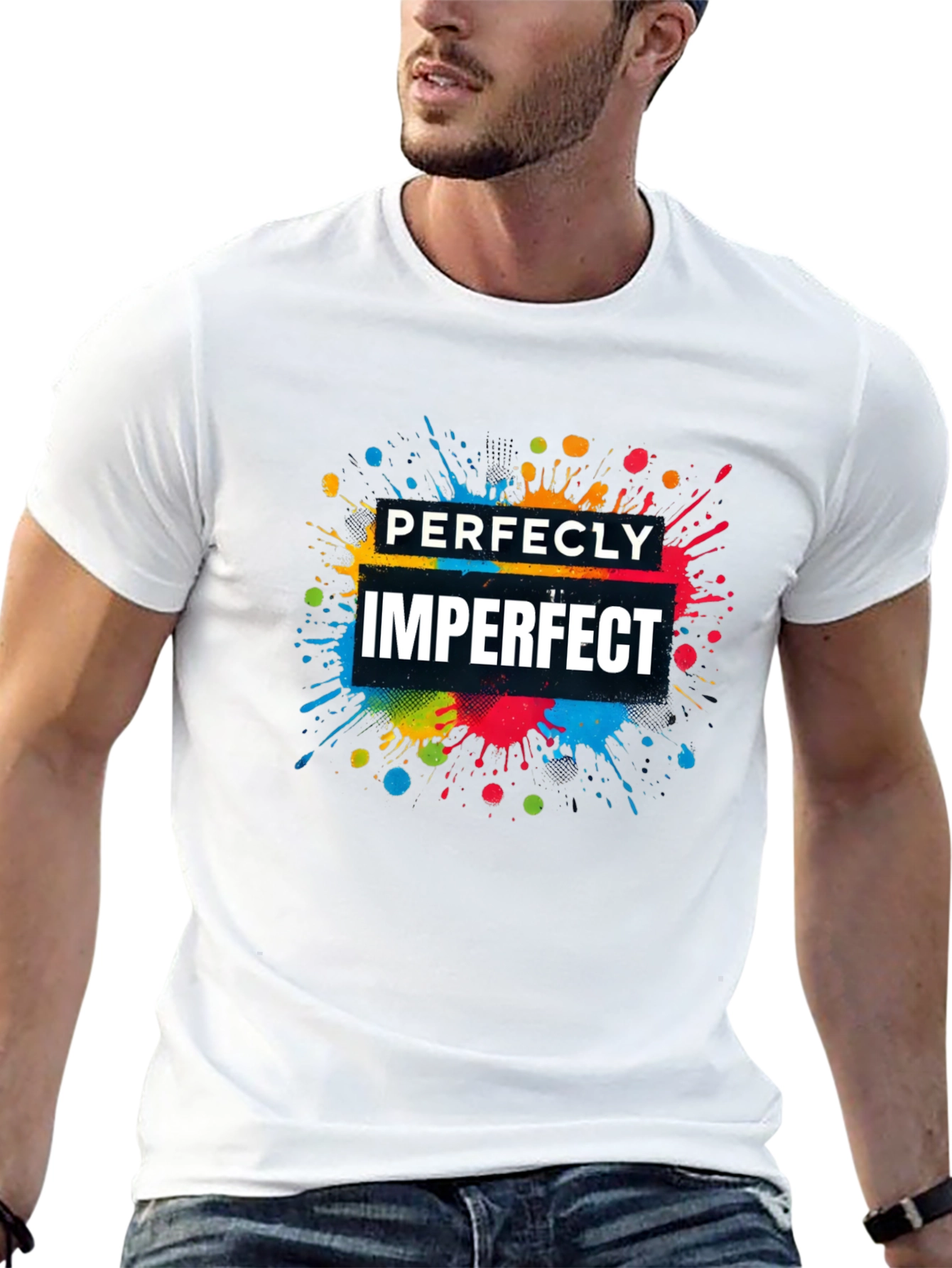 Perfectly Imperfect Graphic T-Shirt - Stylish Black Tee