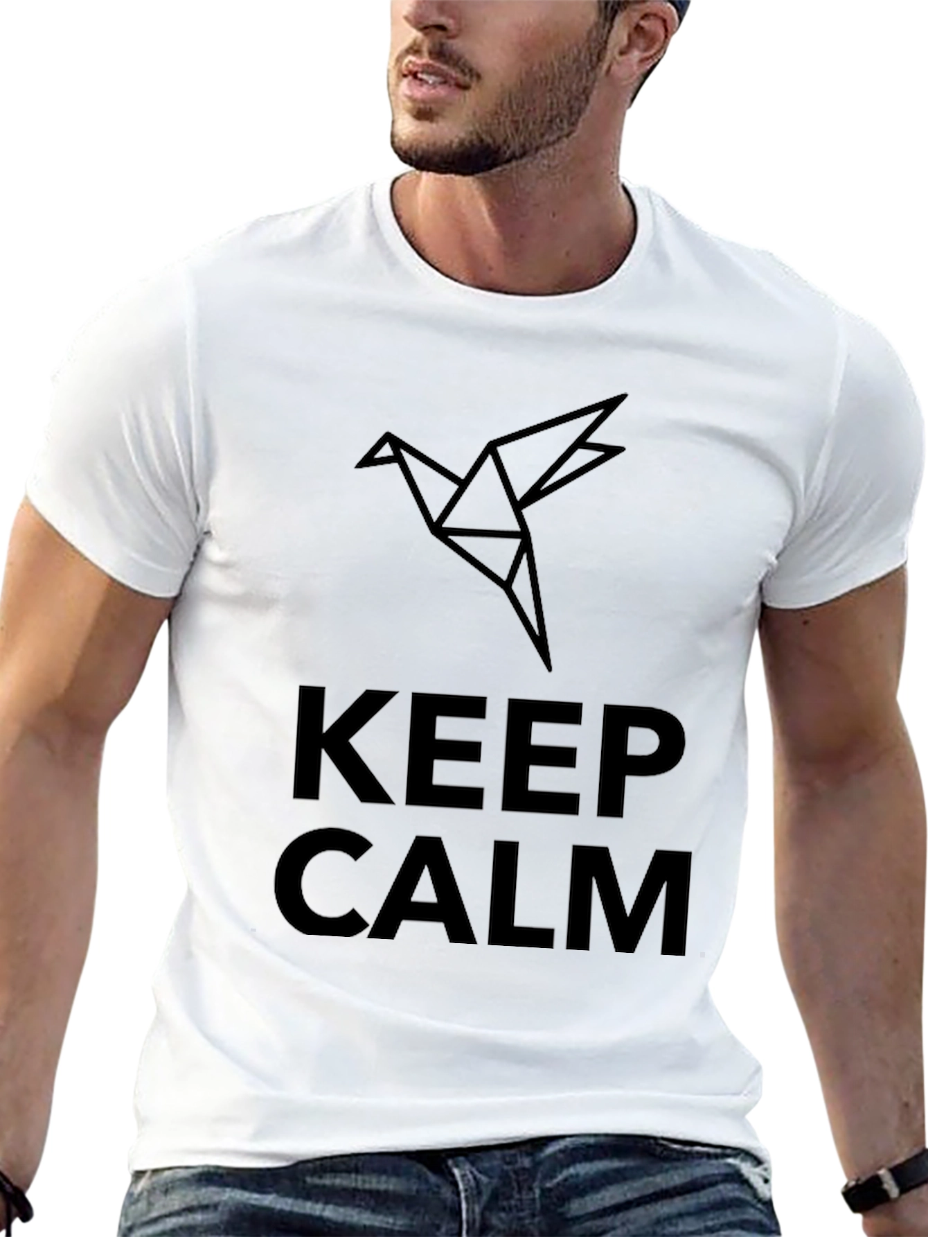 Keep Calm Geometric Bird Graphic Tee