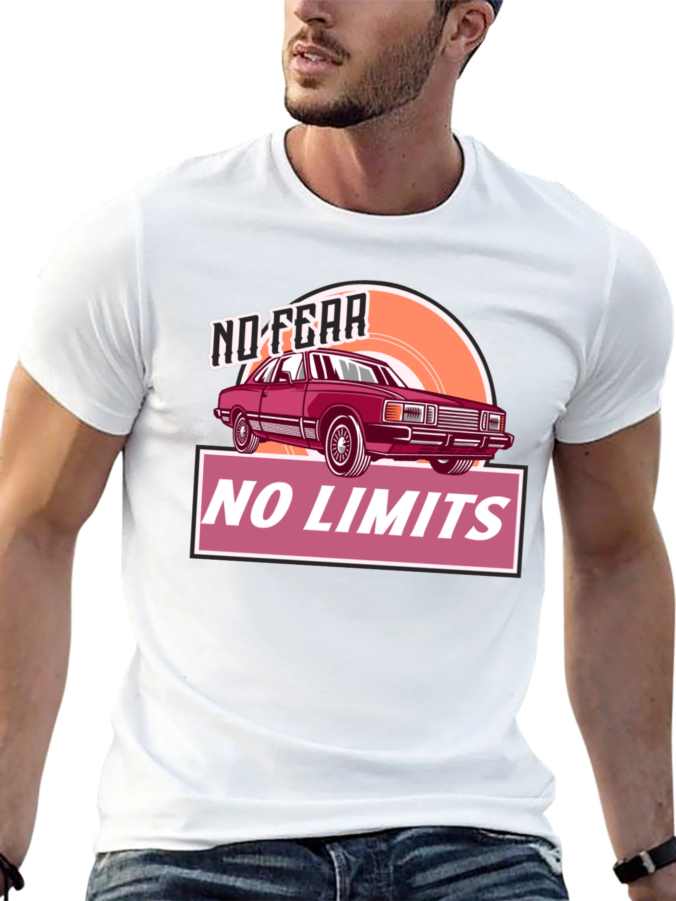 No Fear No Limits Car Graphic T-Shirt