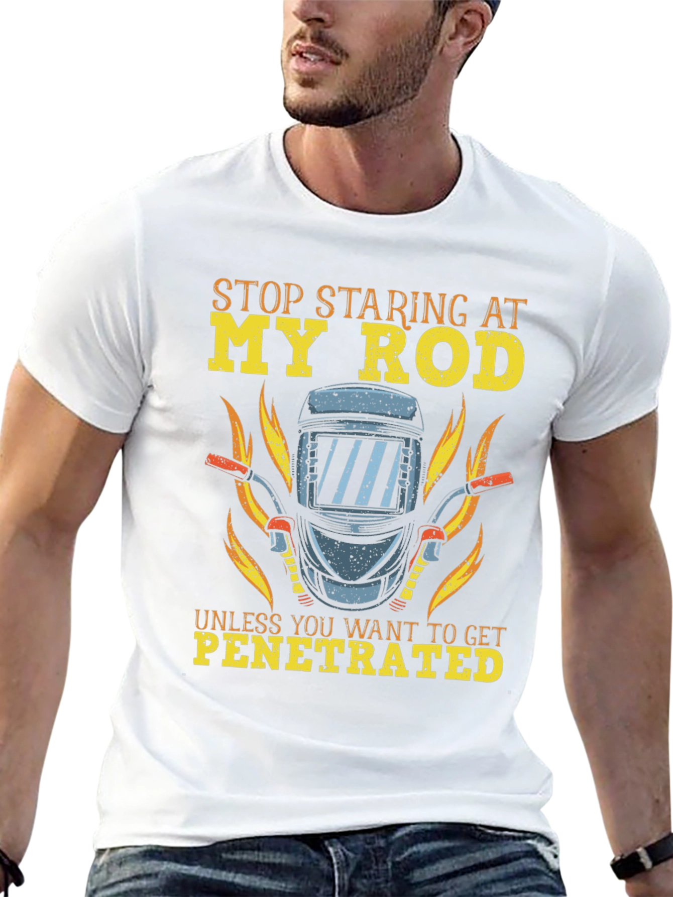 Funny Welder T-Shirt - Stop Staring My Rod