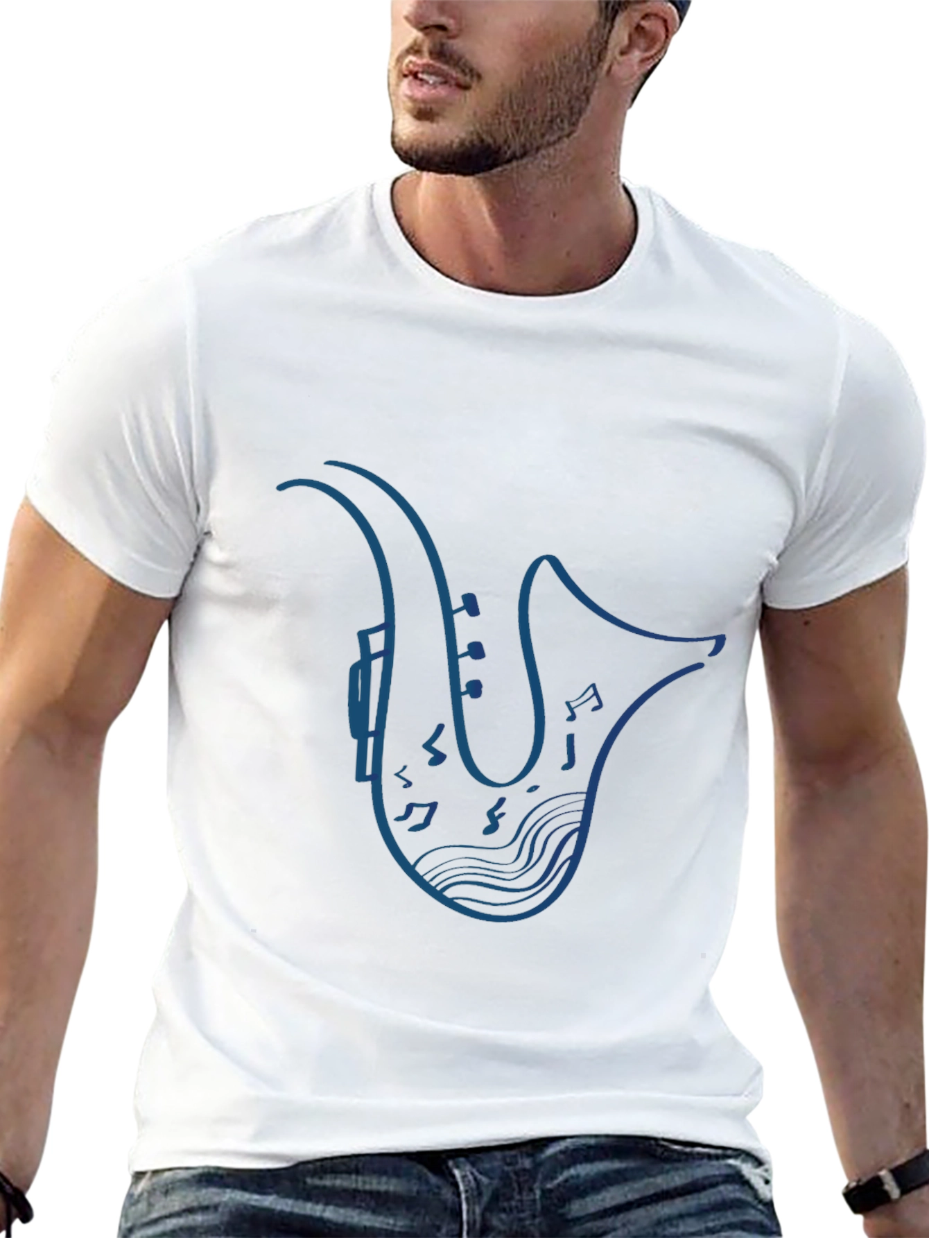Saxophone Music Notes Graphic Tee - Stylish Black T-Shirt