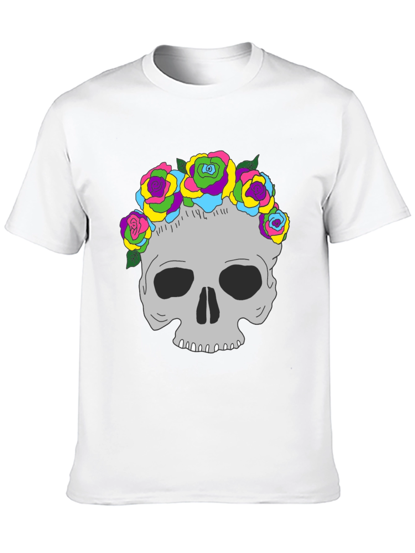 Skull with Flower Crown Graphic Tee