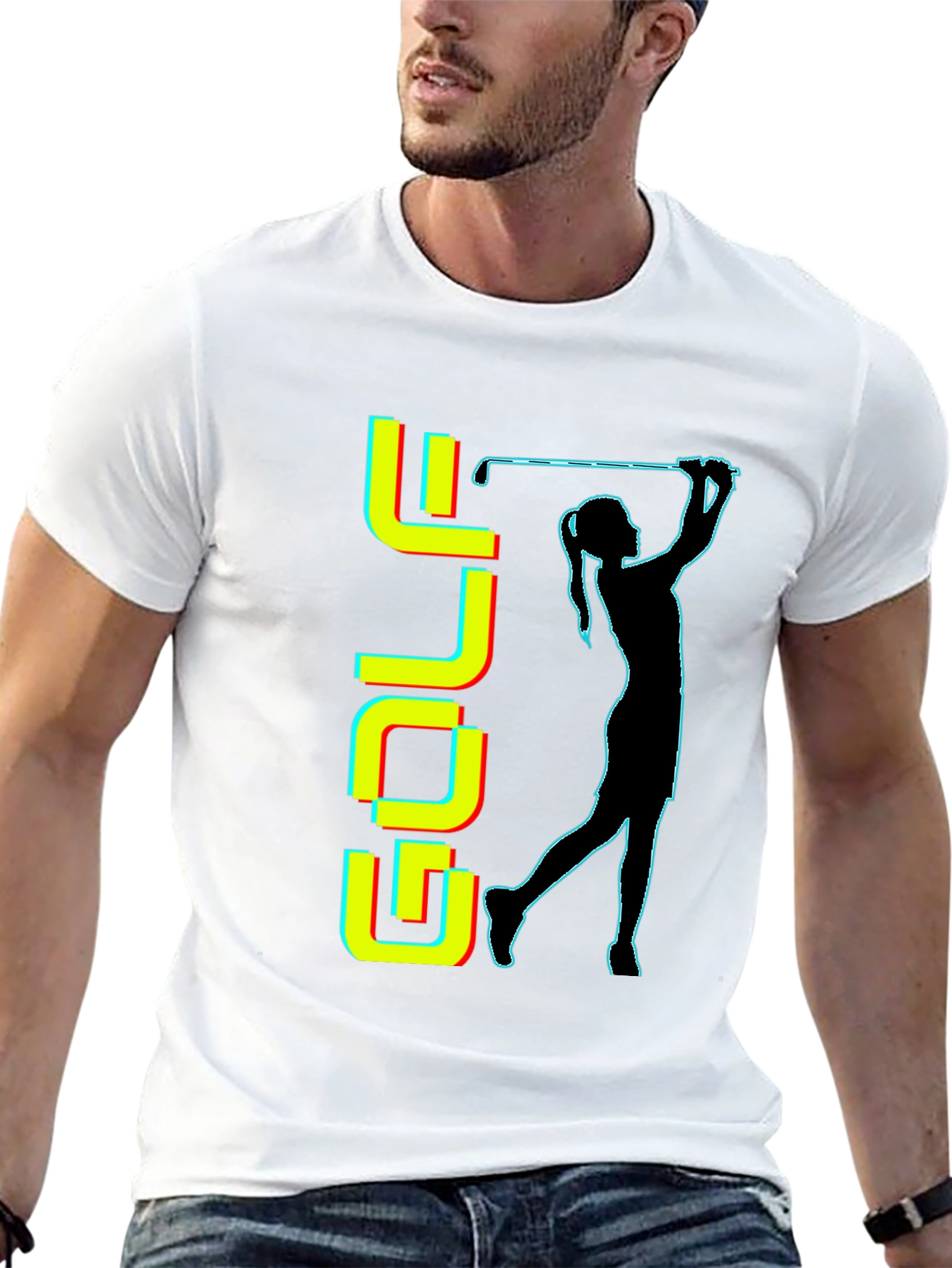 Golf T-Shirt - Retro Golfer Silhouette Tee