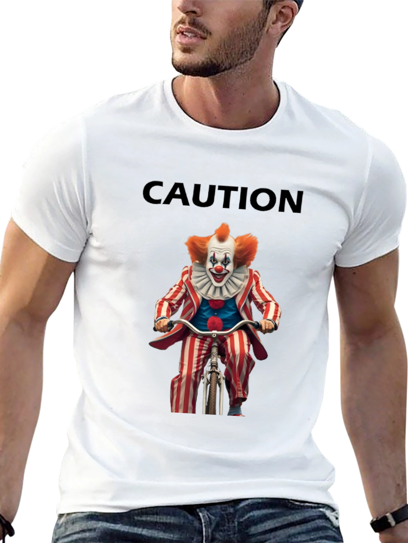 Caution Clown on Bike Graphic T-Shirt