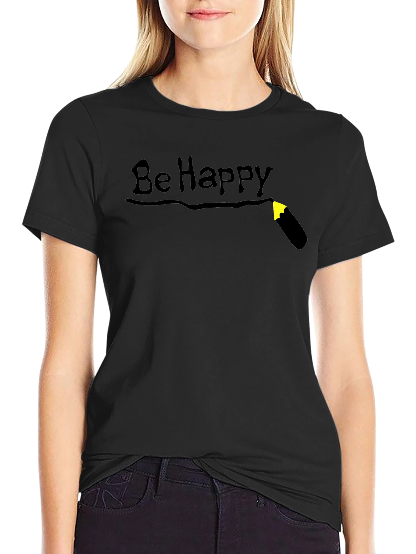 Be Happy Graphic Tee - Unisex Black T-Shirt