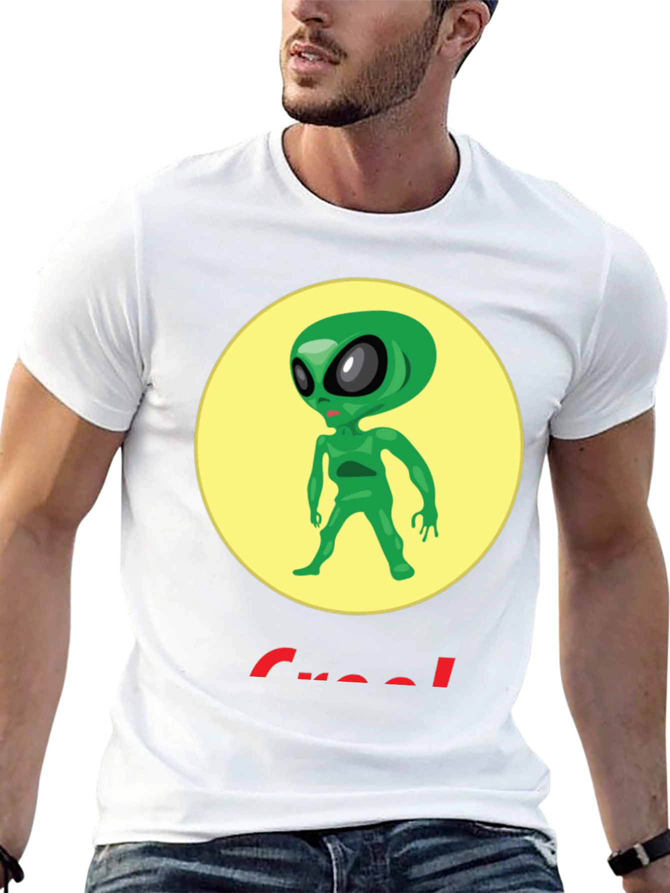Alien Graphic T-Shirt - Crew Neck - Black