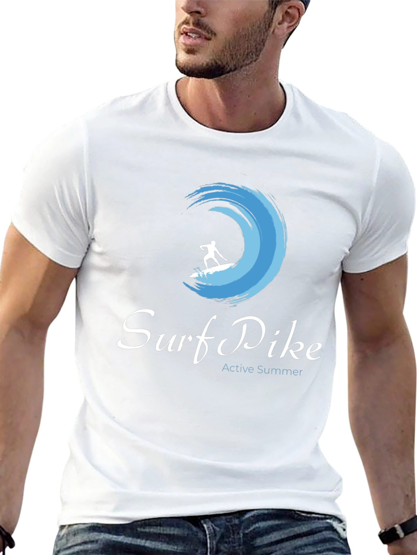 Surf Pike Mens Black T-Shirt - Active Summer Design