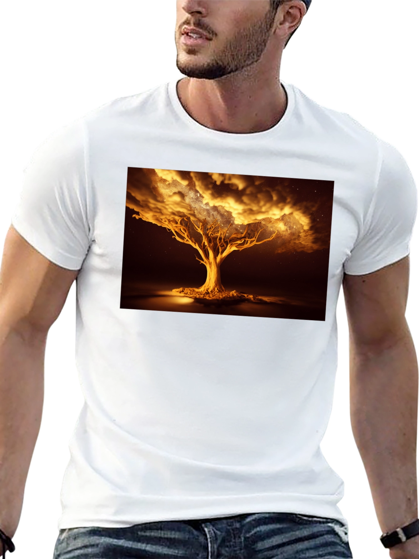 Golden Tree Graphic Tee - Unique Design