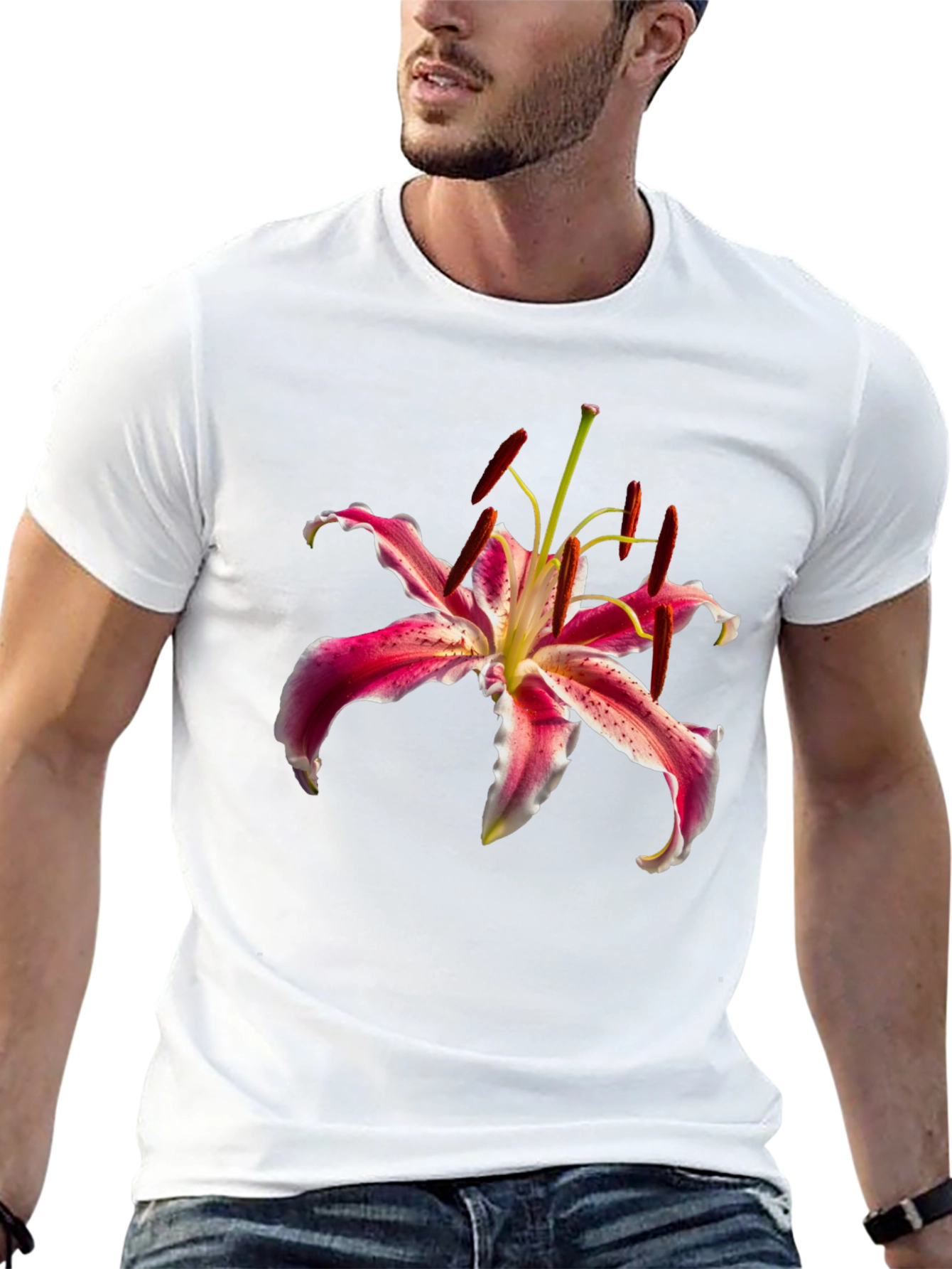 Floral Print T-Shirt - Elegant Lily Design