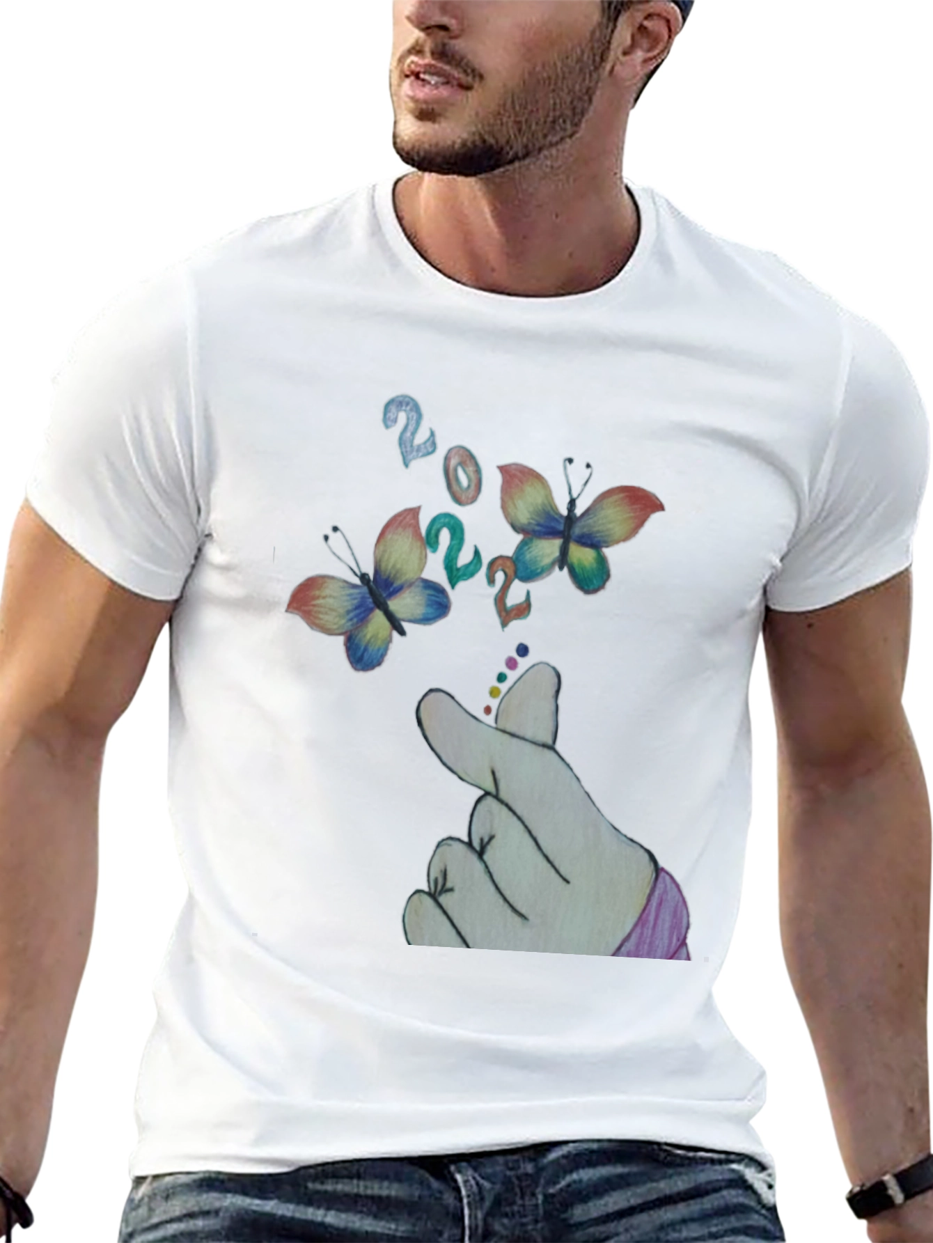 Butterfly & Finger Heart T-Shirt