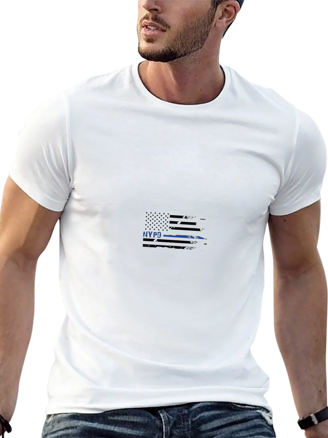 NYPD Flag Graphic Tee - Premium Black Cotton T-Shirt