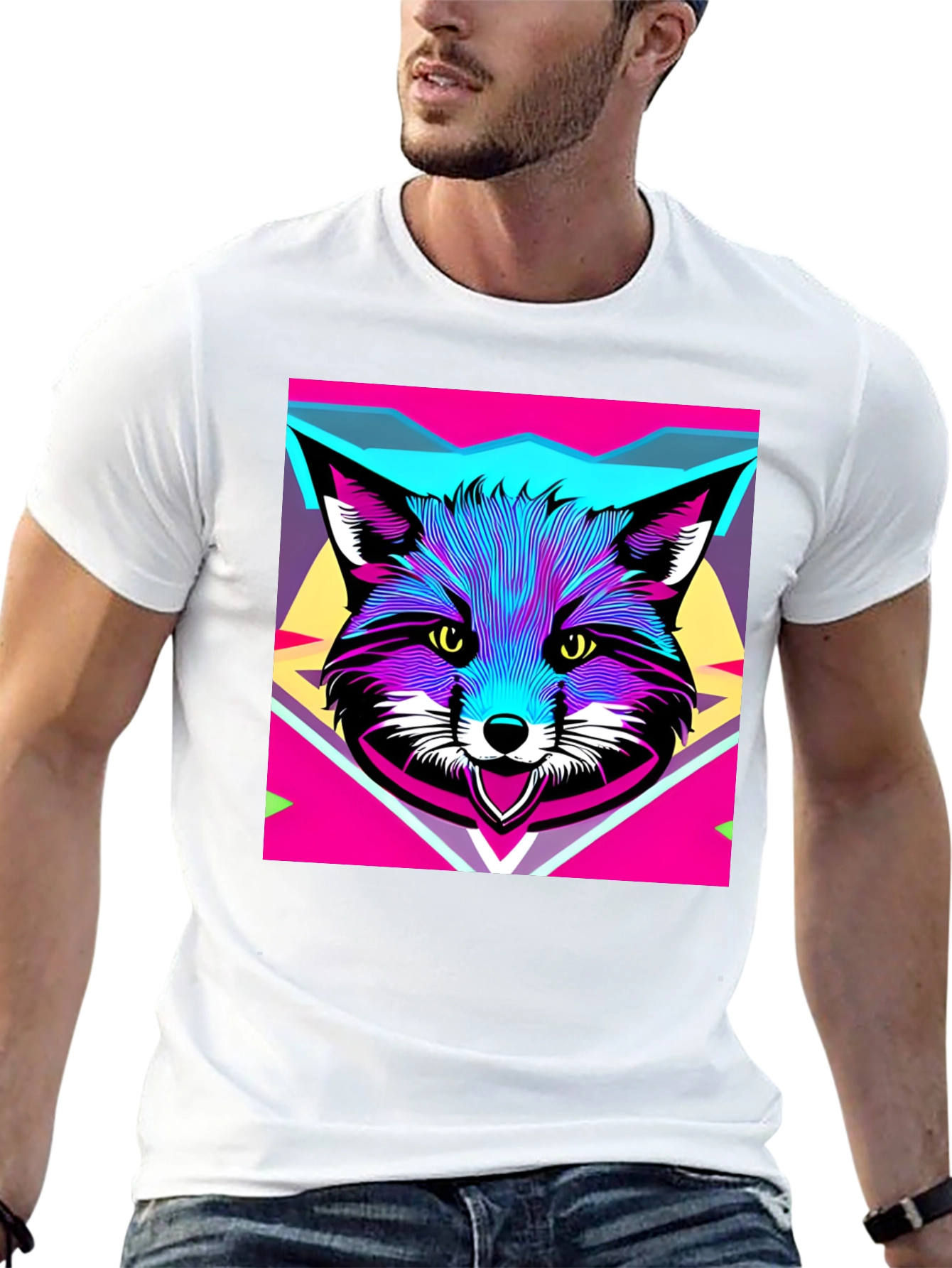 Vibrant Fox Graphic T-Shirt - Unique Animal Design