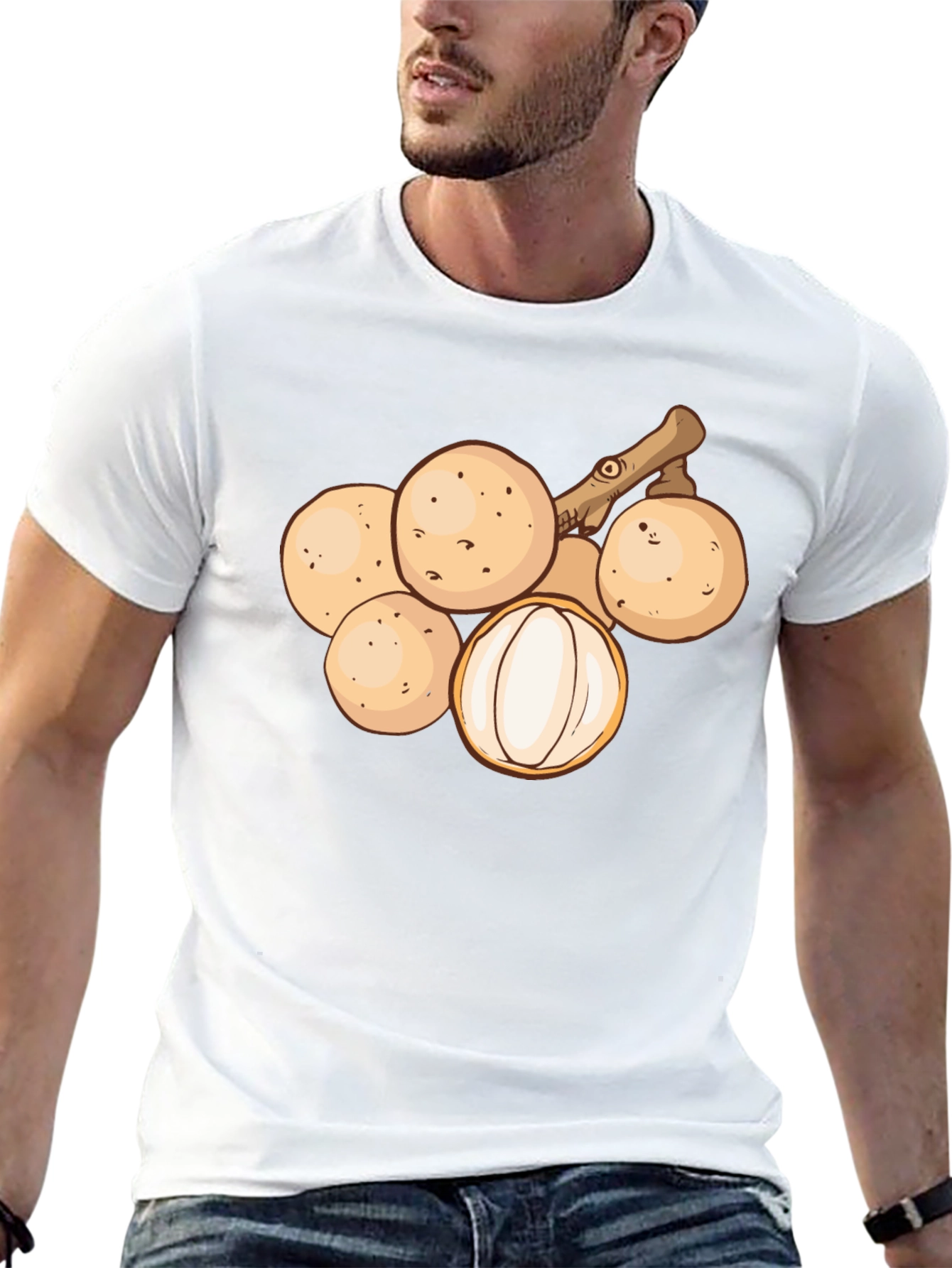 Longan Fruit Graphic Tee - Unisex Black T-Shirt