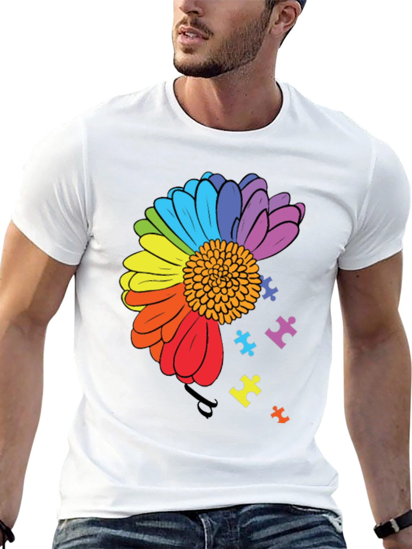 Autism Awareness Rainbow Flower T-Shirt