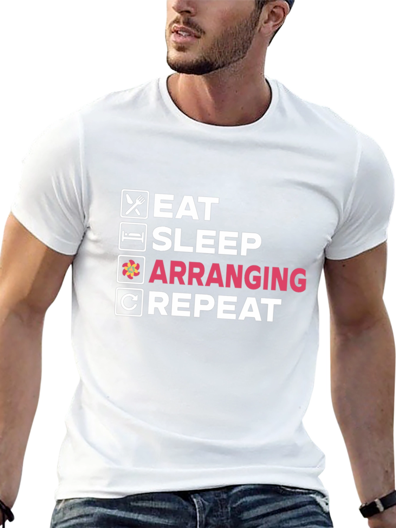 Eat Sleep Arranging Repeat Black T-Shirt