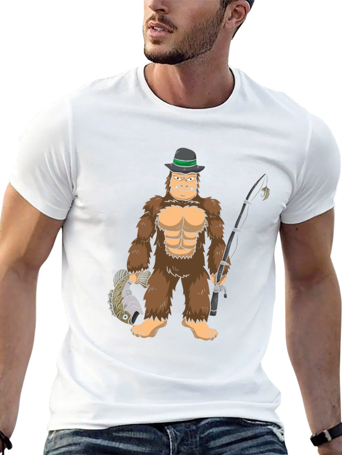 Bigfoot Fishing T-Shirt - Funny Cryptozoology Tee