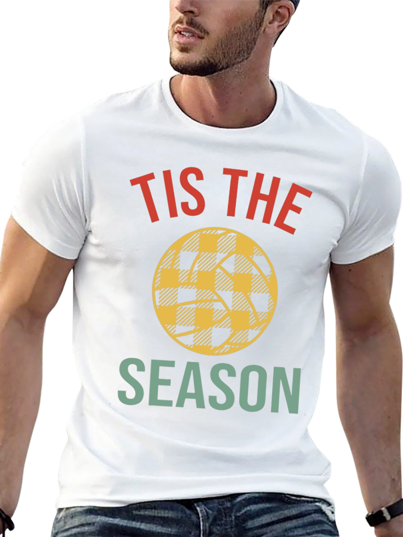 Tis The Season Basketball Plaid Tee