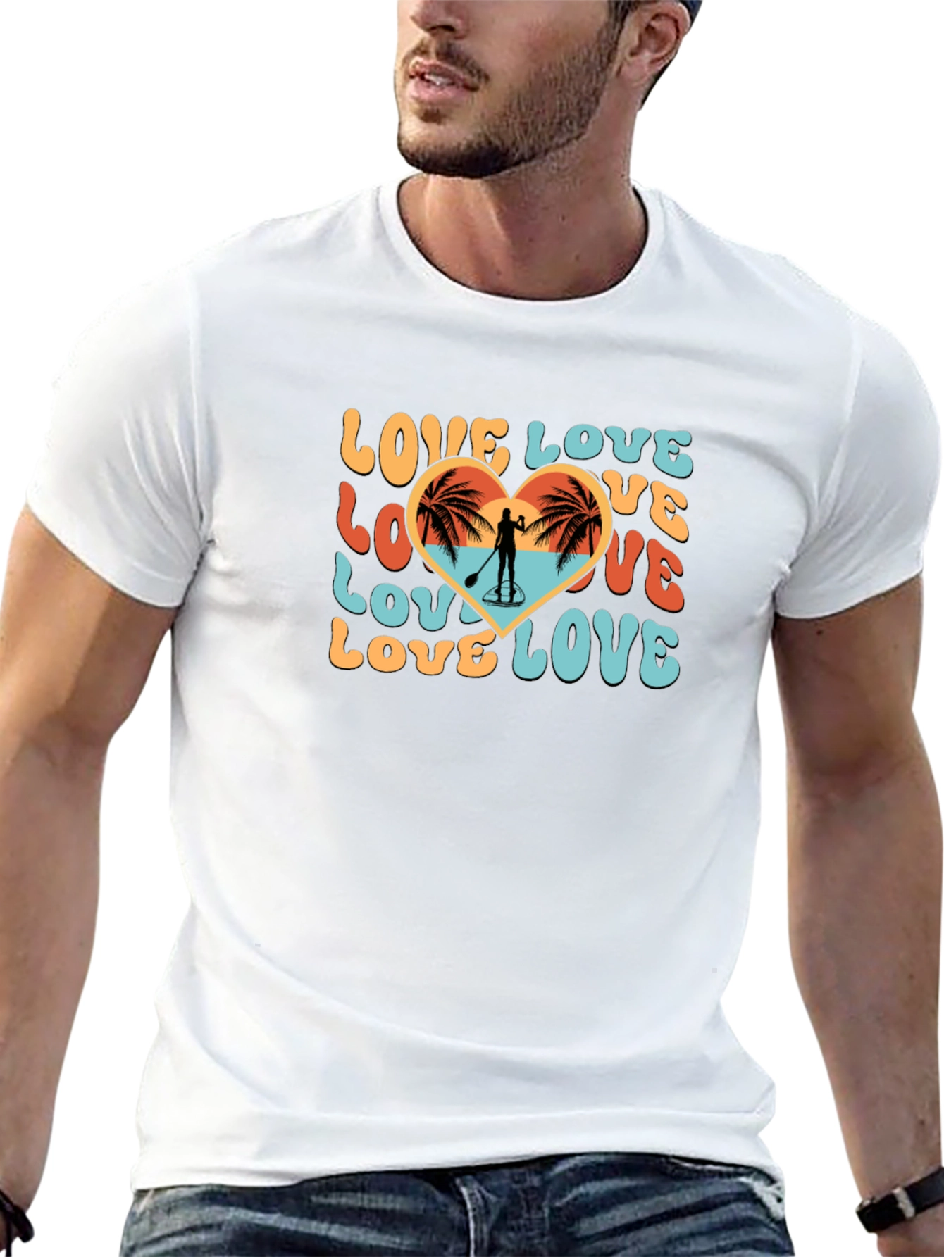 Love Paddleboard T-Shirt Beach Heart Tee
