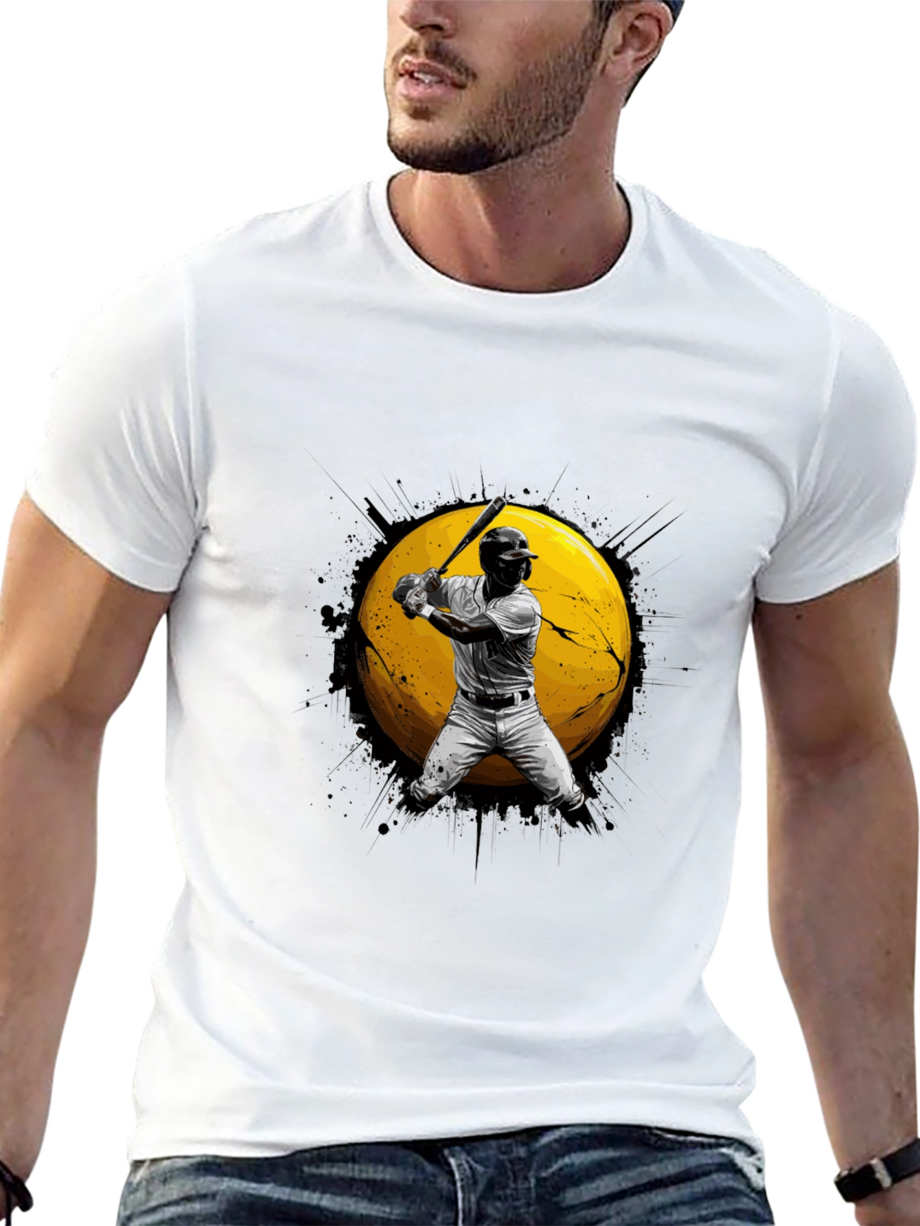 Baseball Player Graphic Black T-Shirt