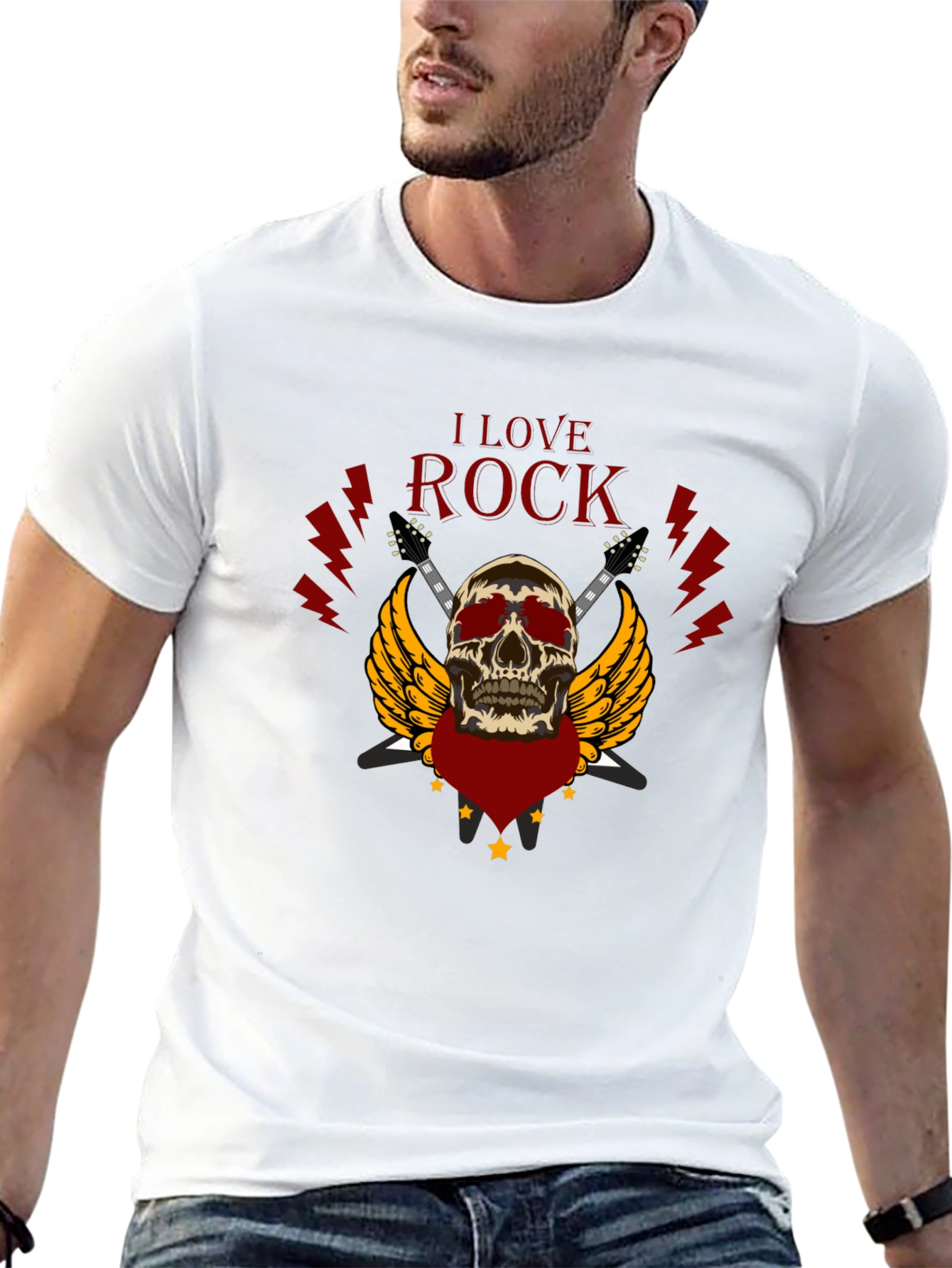 I Love Rock Skull Graphic T-Shirt
